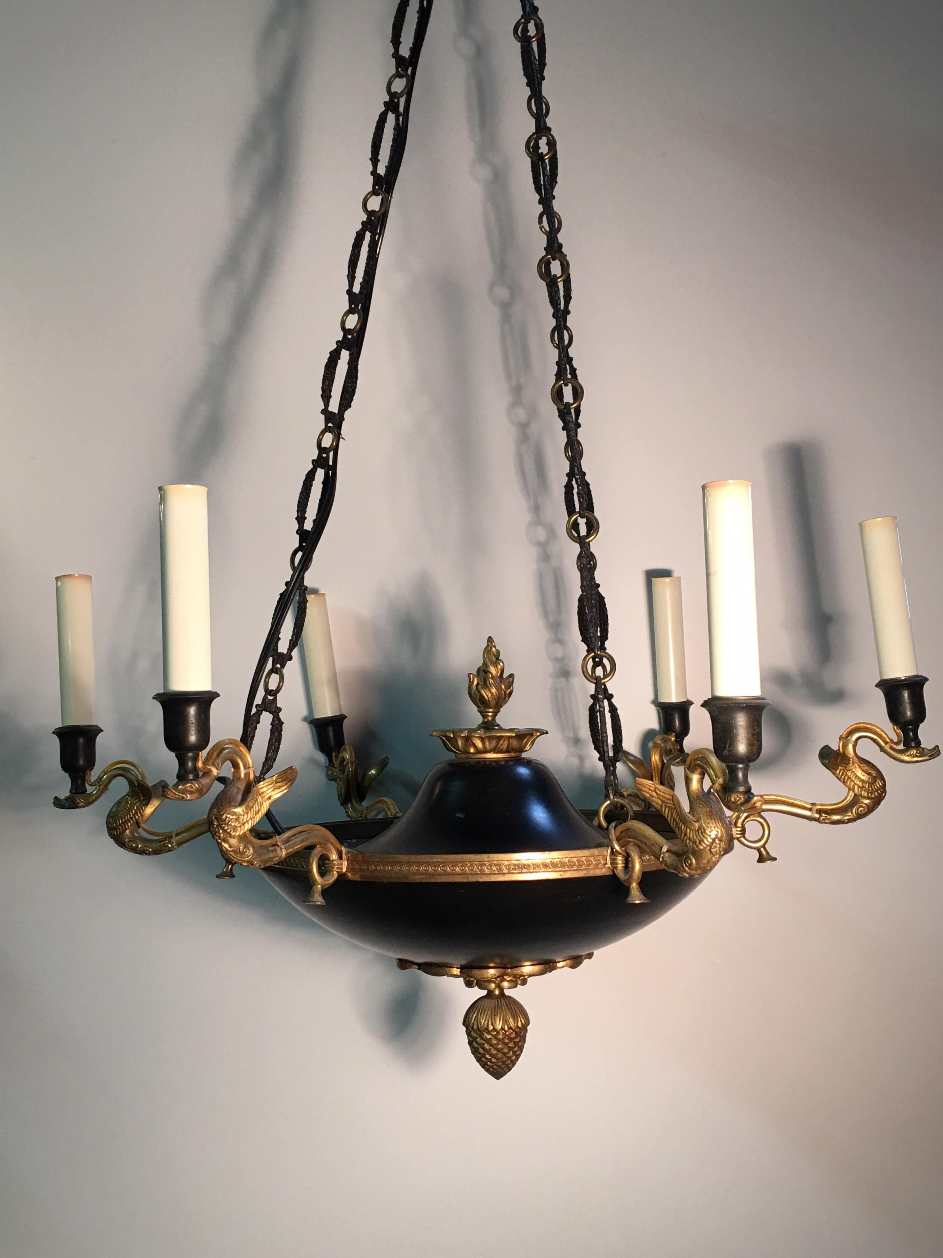 Cast A Bronze French Empire Style Chandelier For Sale