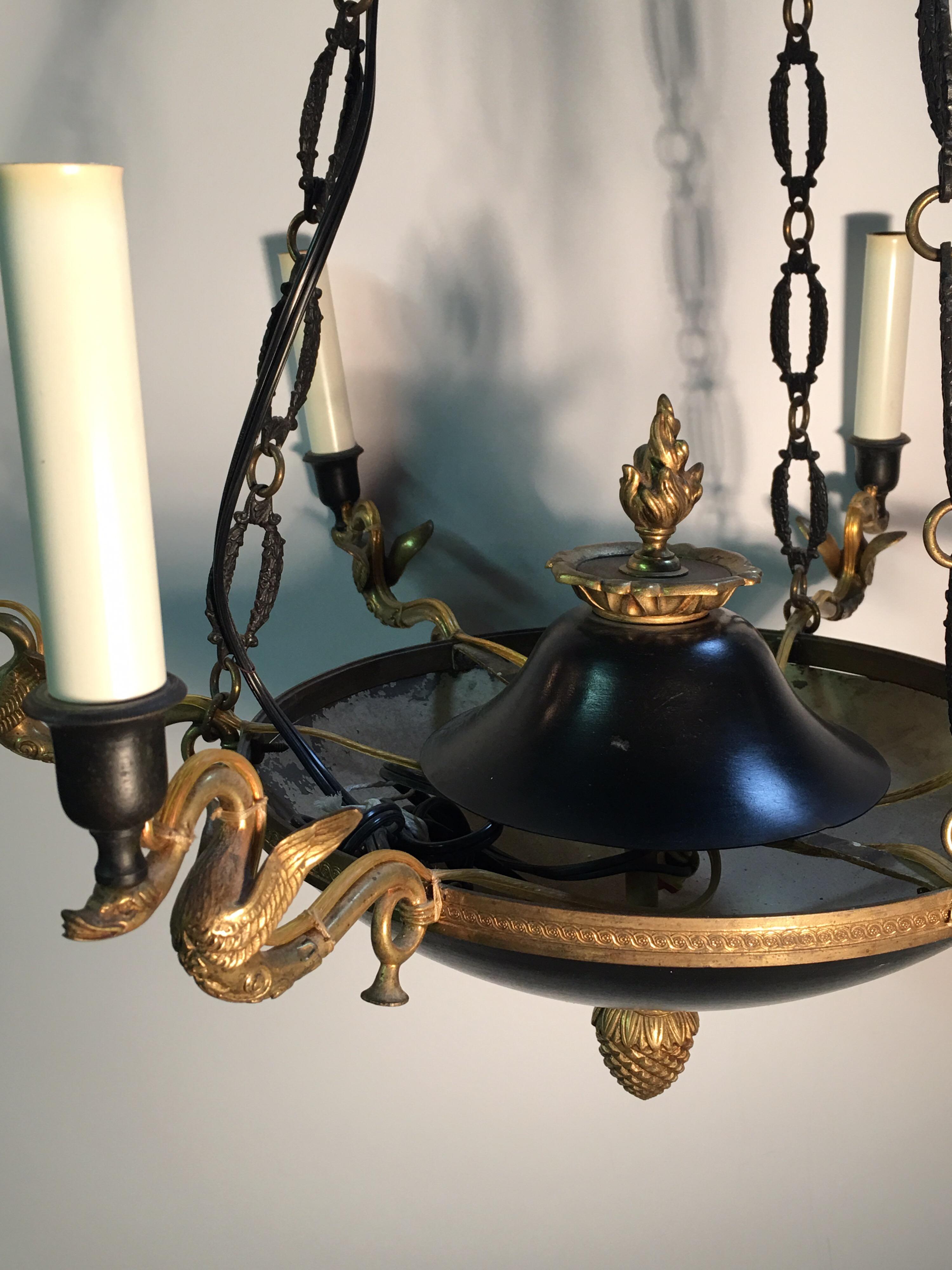 A Bronze French Empire Style Chandelier In Good Condition For Sale In Dallas, TX
