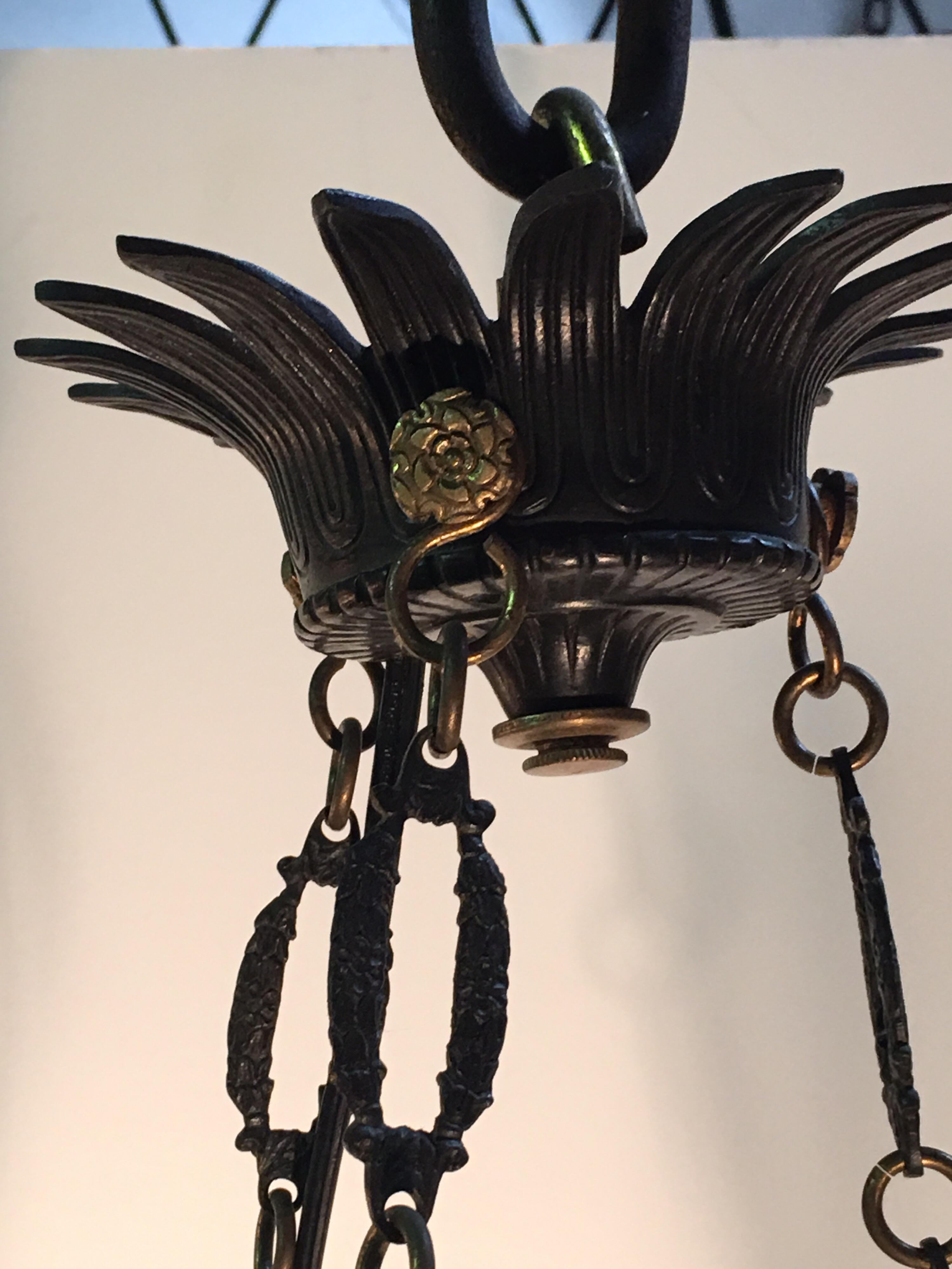 A Bronze French Empire Style Chandelier For Sale 4