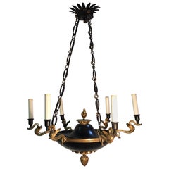 A Bronze French Empire Style Chandelier