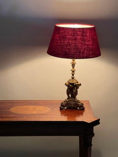 Bronze Gilded with Musical Putti Table Lamp
