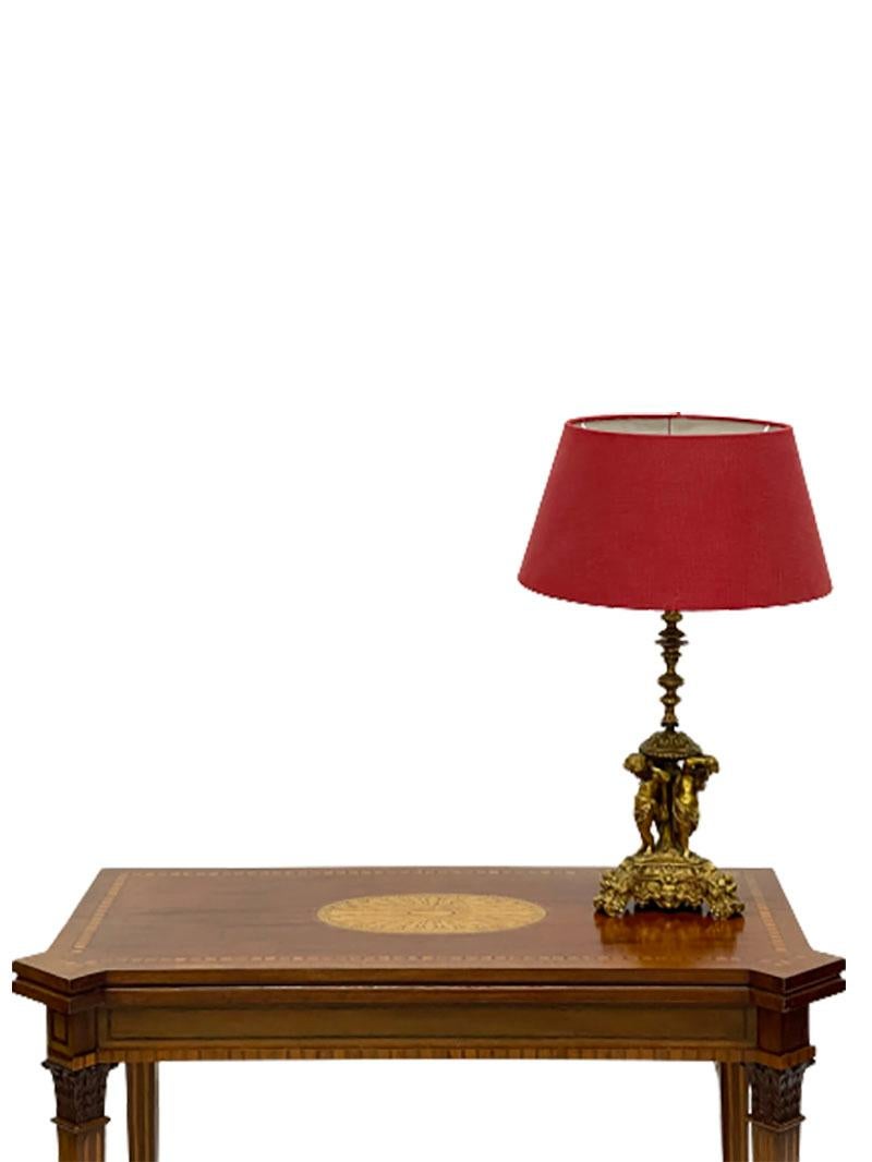 European Bronze Gilded with Musical Putti Table Lamp For Sale