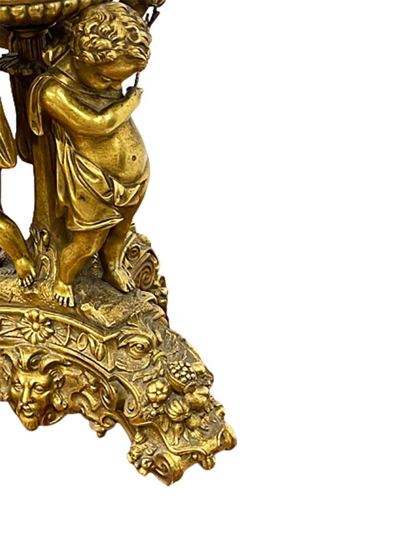 Bronze Gilded with Musical Putti Table Lamp For Sale 1