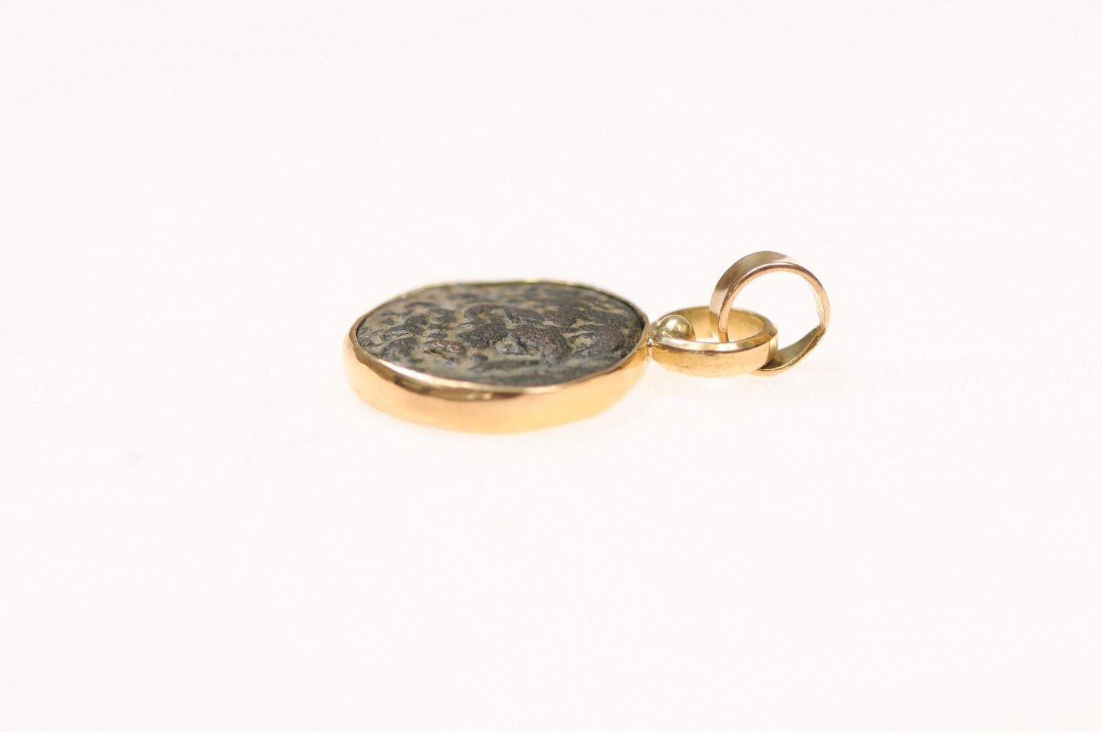 A Bronze Greek [coin] pendant w 18 karat gold (pendant only) For Sale 10