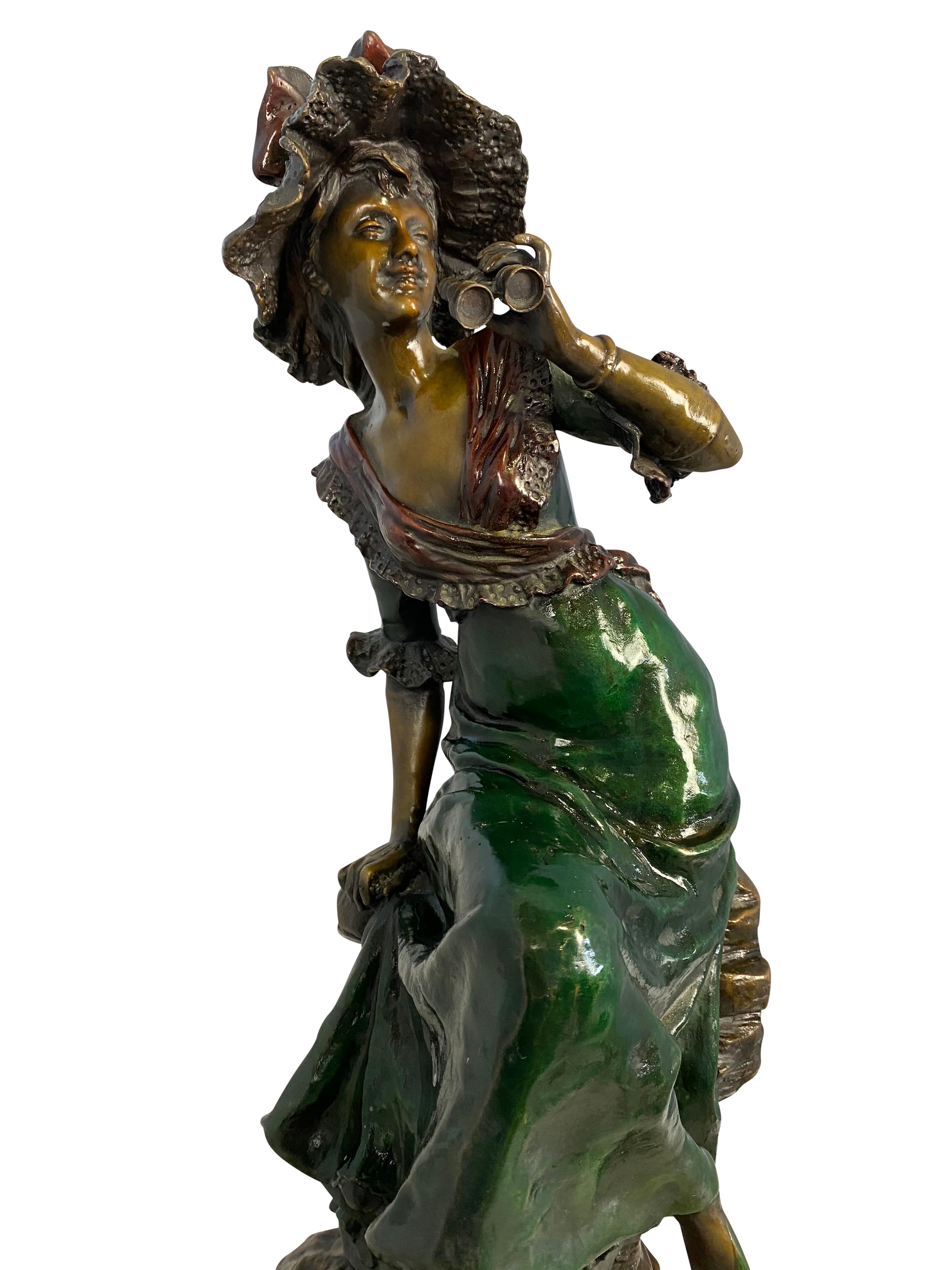 Bronze Lady, Signed 'Louis Hottot', 20th Century For Sale 6
