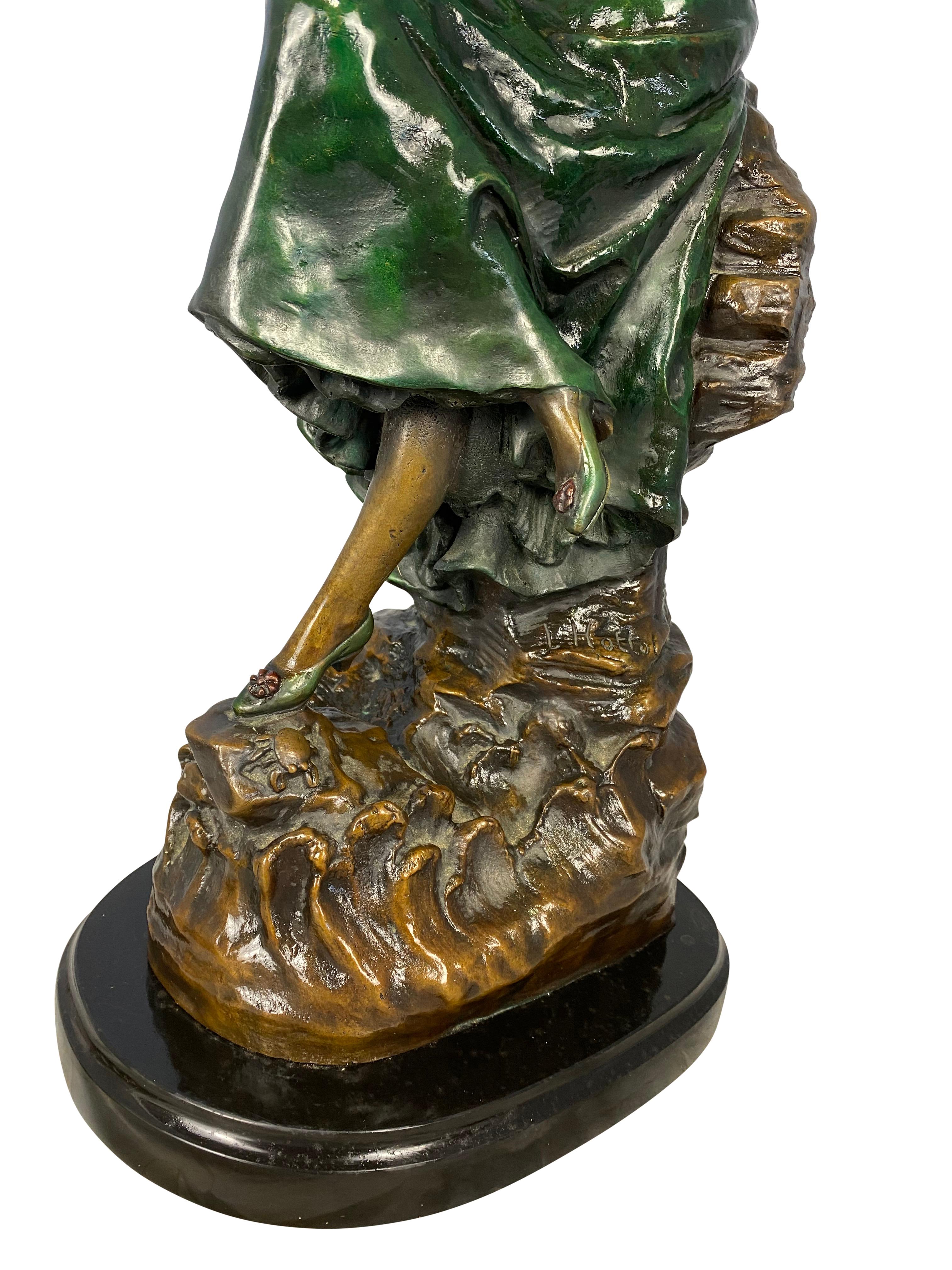 Bronze Lady, Signed 'Louis Hottot', 20th Century For Sale 7