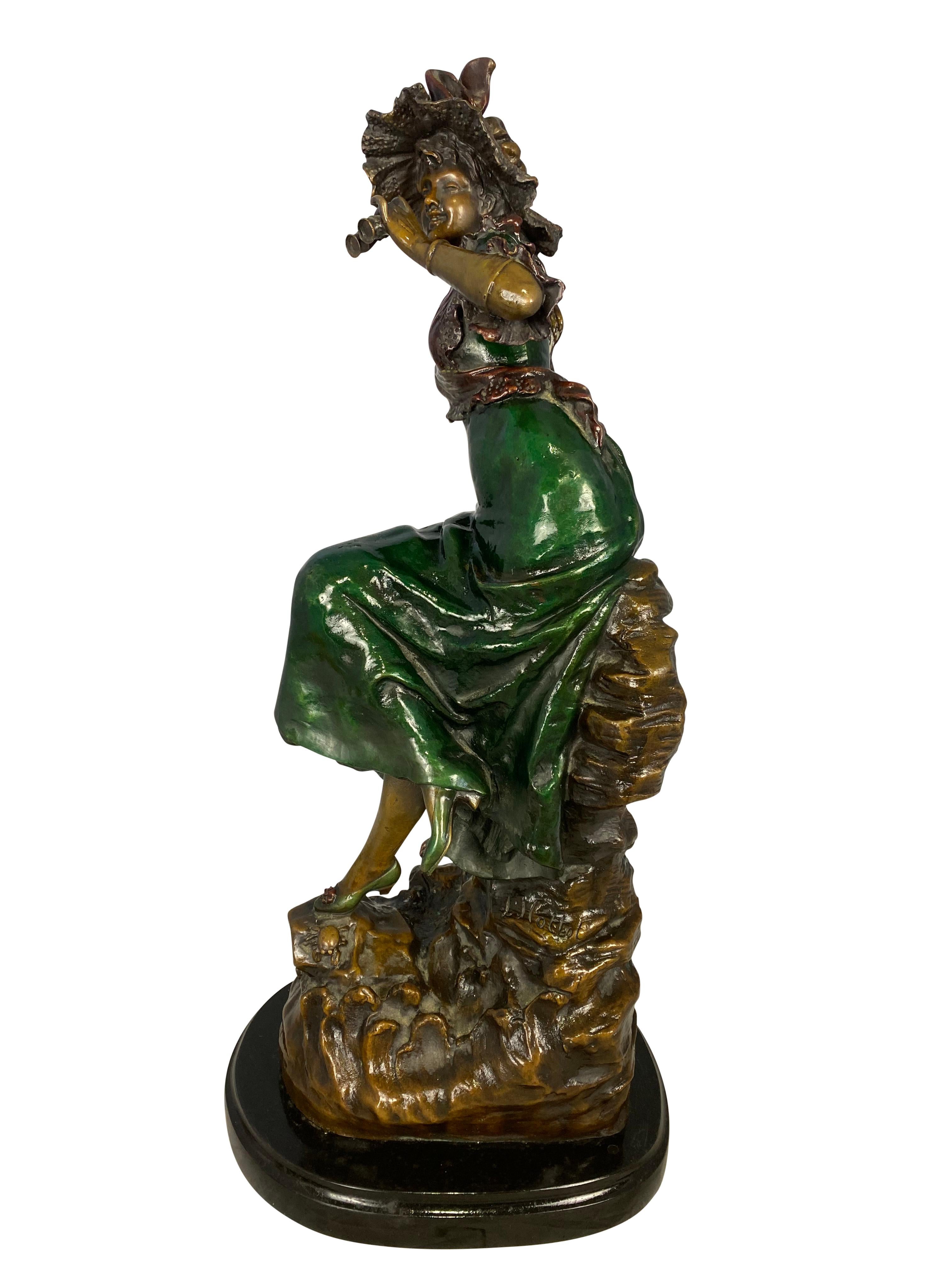 Bronze Lady, Signed 'Louis Hottot', 20th Century For Sale 2