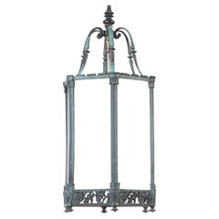 Bronze Lantern with Grape and Leaf Motif and Green Patina, circa 1920
