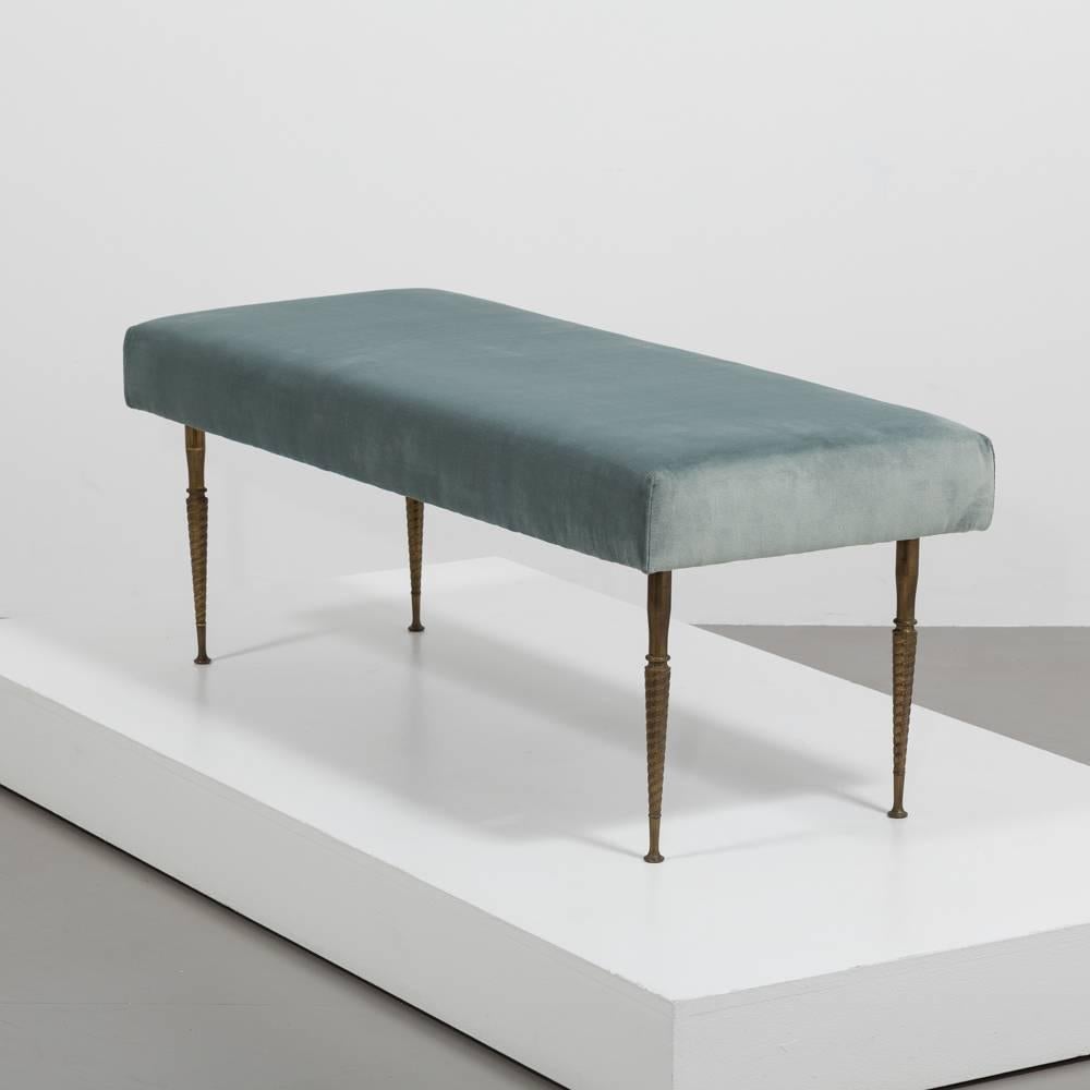 Bronze Legged Velvet Upholstered Stool   In Good Condition In London, GB