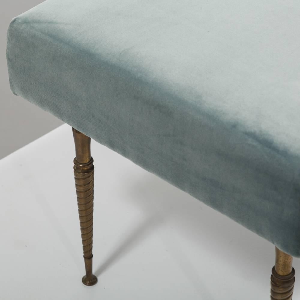 Bronze Legged Velvet Upholstered Stool   1