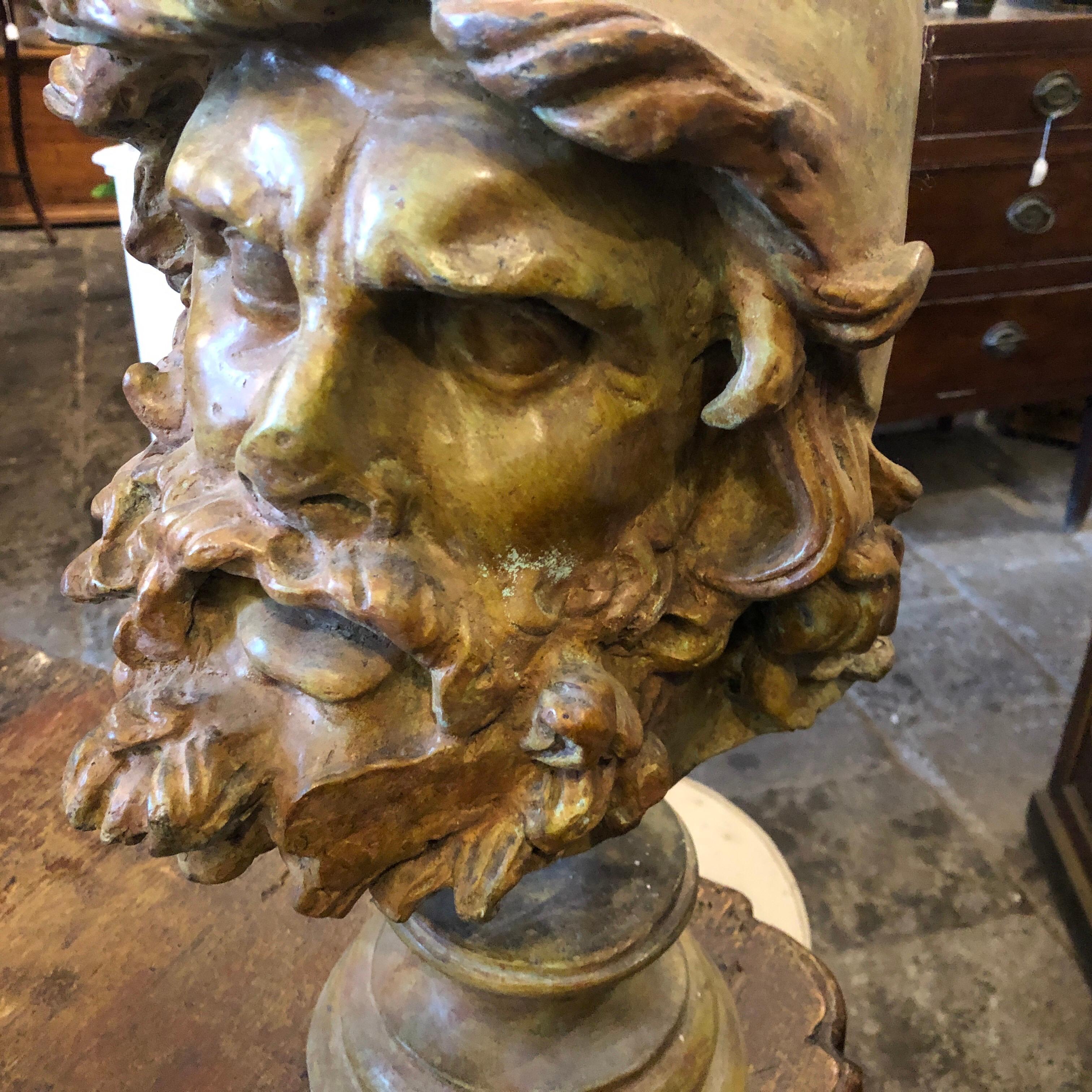 1950s Neoclassical Bronze Italian Head of Ulysses Figure 1