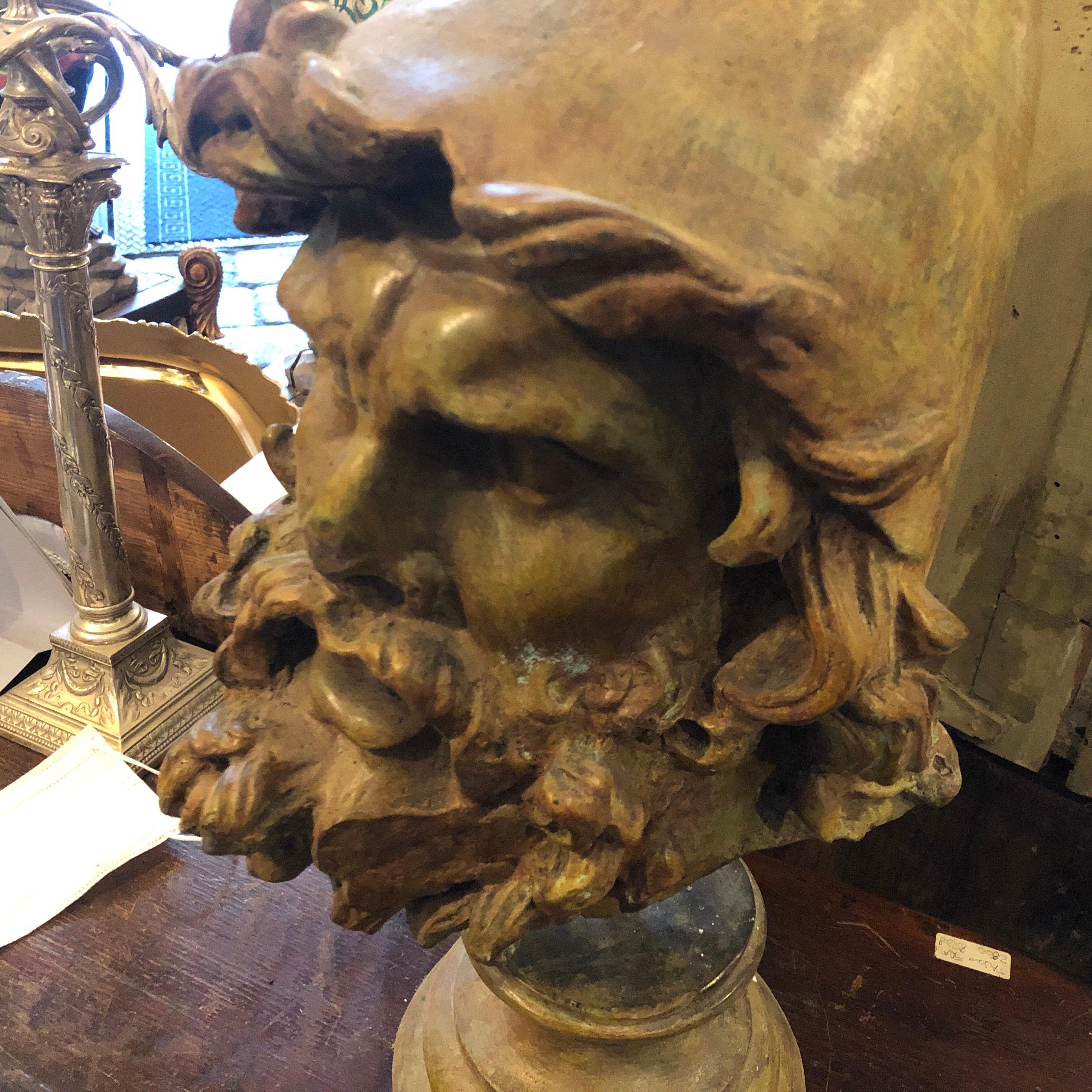 1950s Neoclassical Bronze Italian Head of Ulysses Figure 4