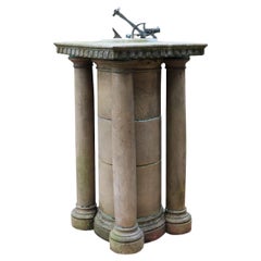 Bronze Noonday Cannon Sundial with Terracotta Pedestal