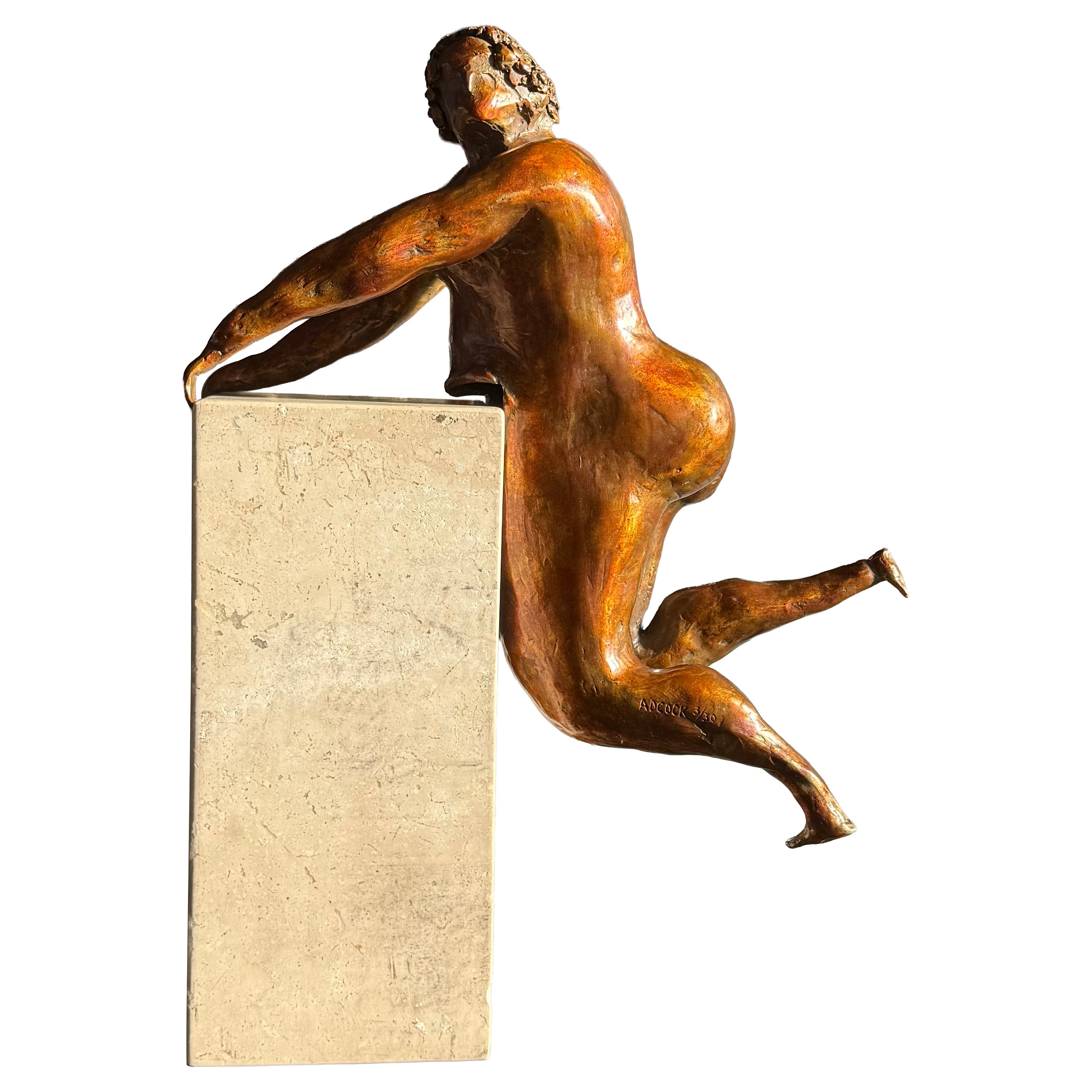 A bronze nude sculpture by Gene Adcock, signed, 20th century in vendita