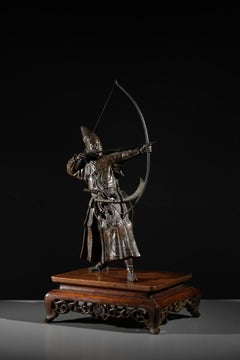 A Bronze Okimono Depicting a Samurai Archer, Signed Yoshimitsu
