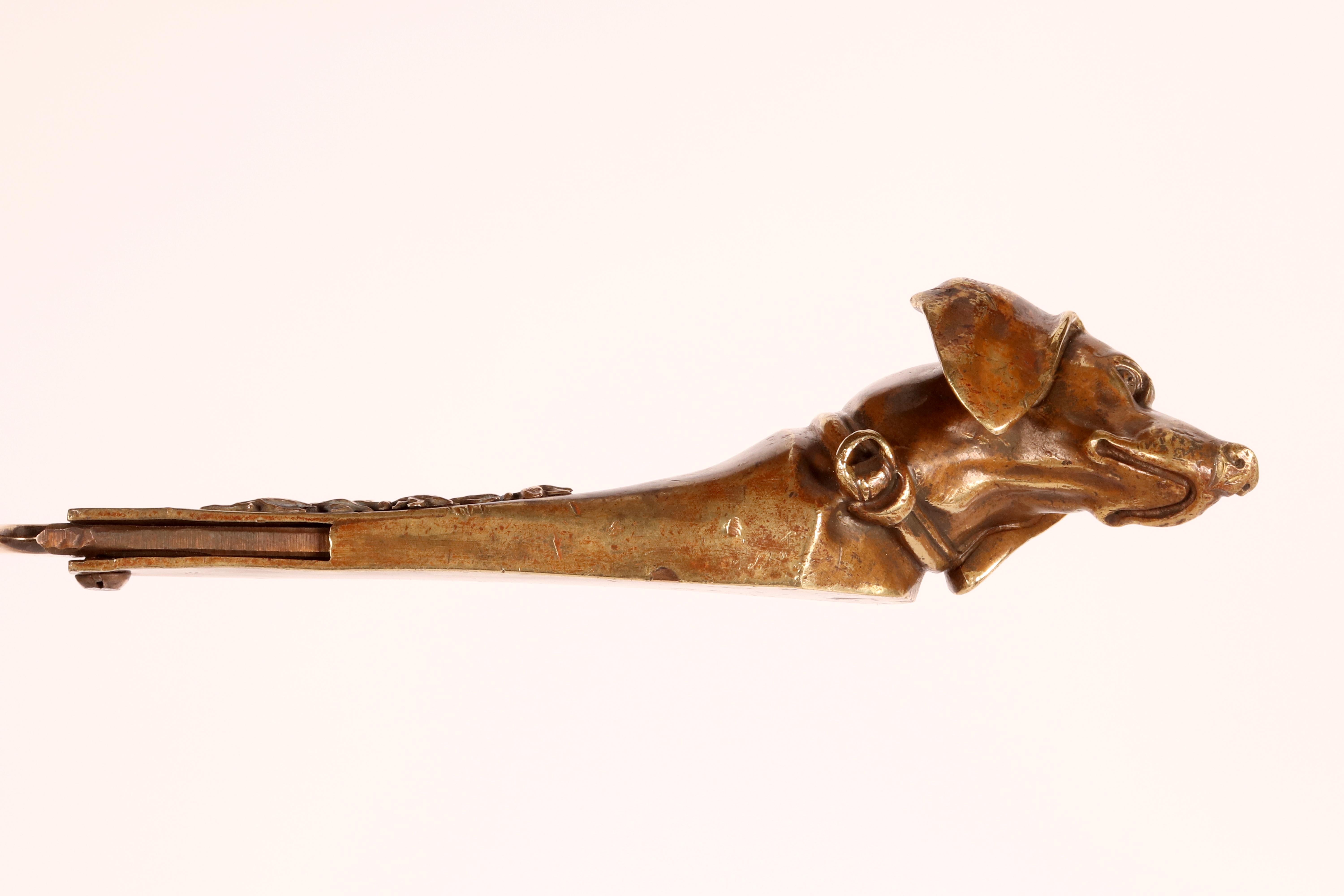 19th Century A bronze paper knife letter opener depicting a dachshund head, Austria 1890. For Sale