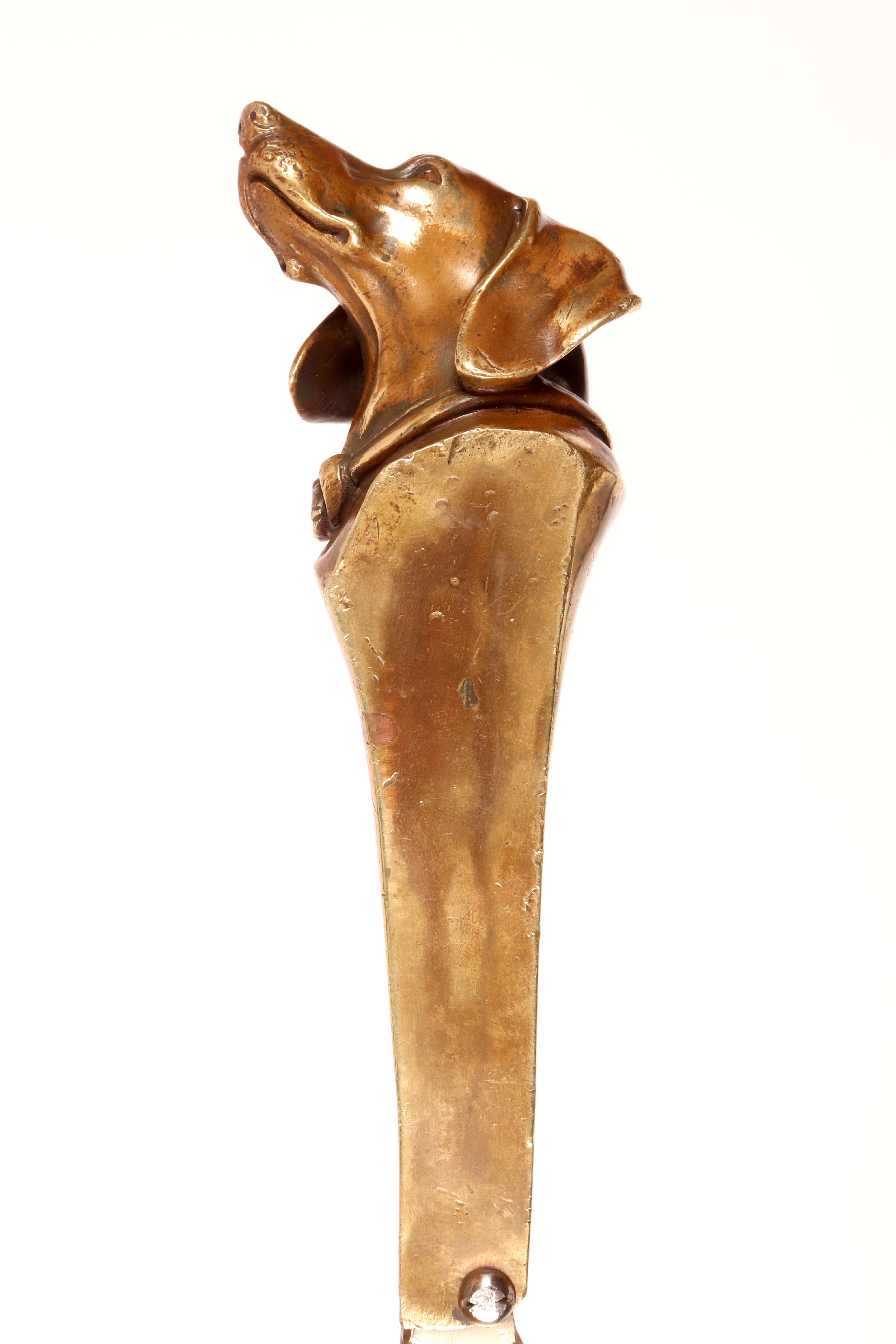 Bronze A bronze paper knife letter opener depicting a dachshund head, Austria 1890. For Sale