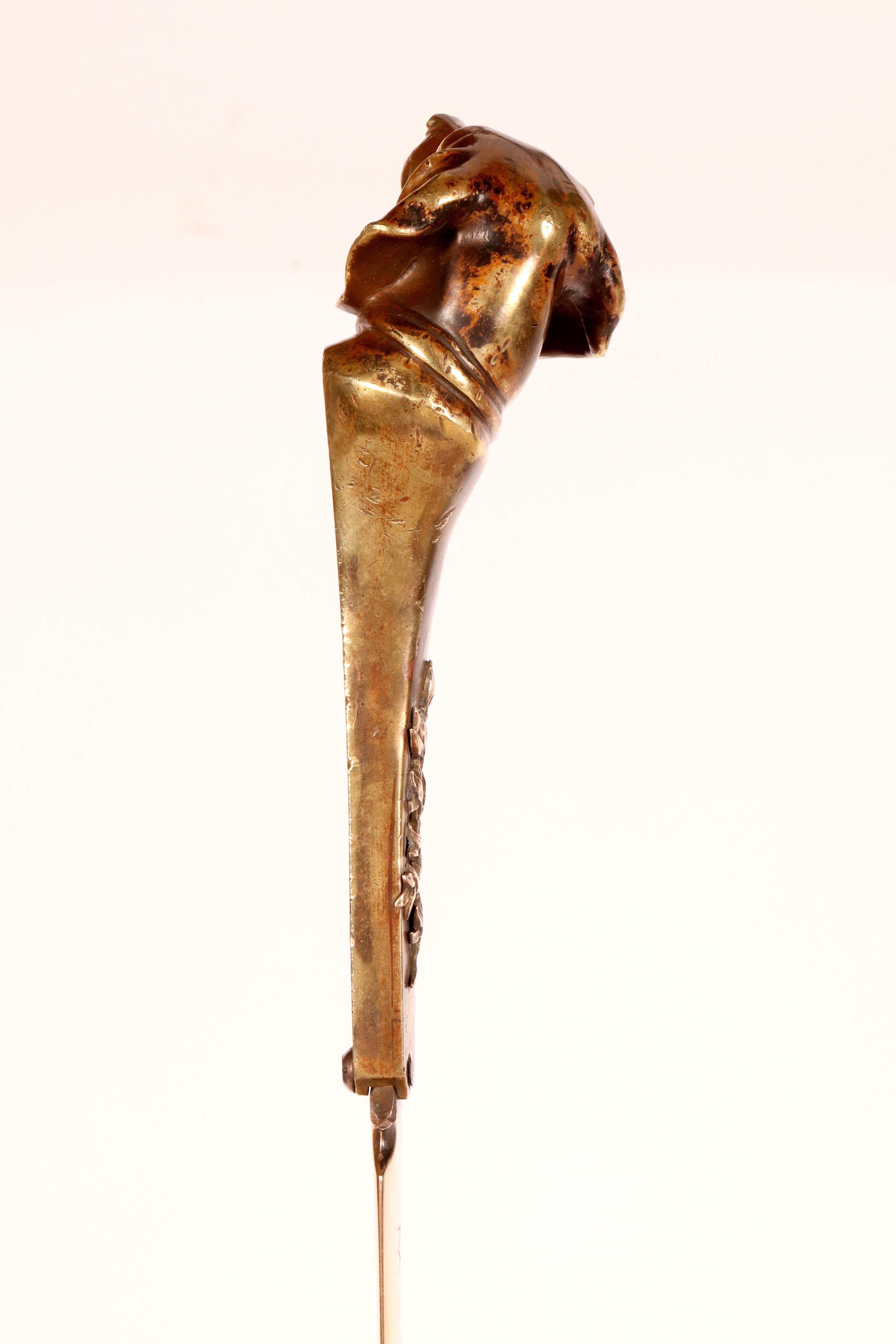 A bronze paper knife letter opener depicting a dachshund head, Austria 1890. For Sale 1
