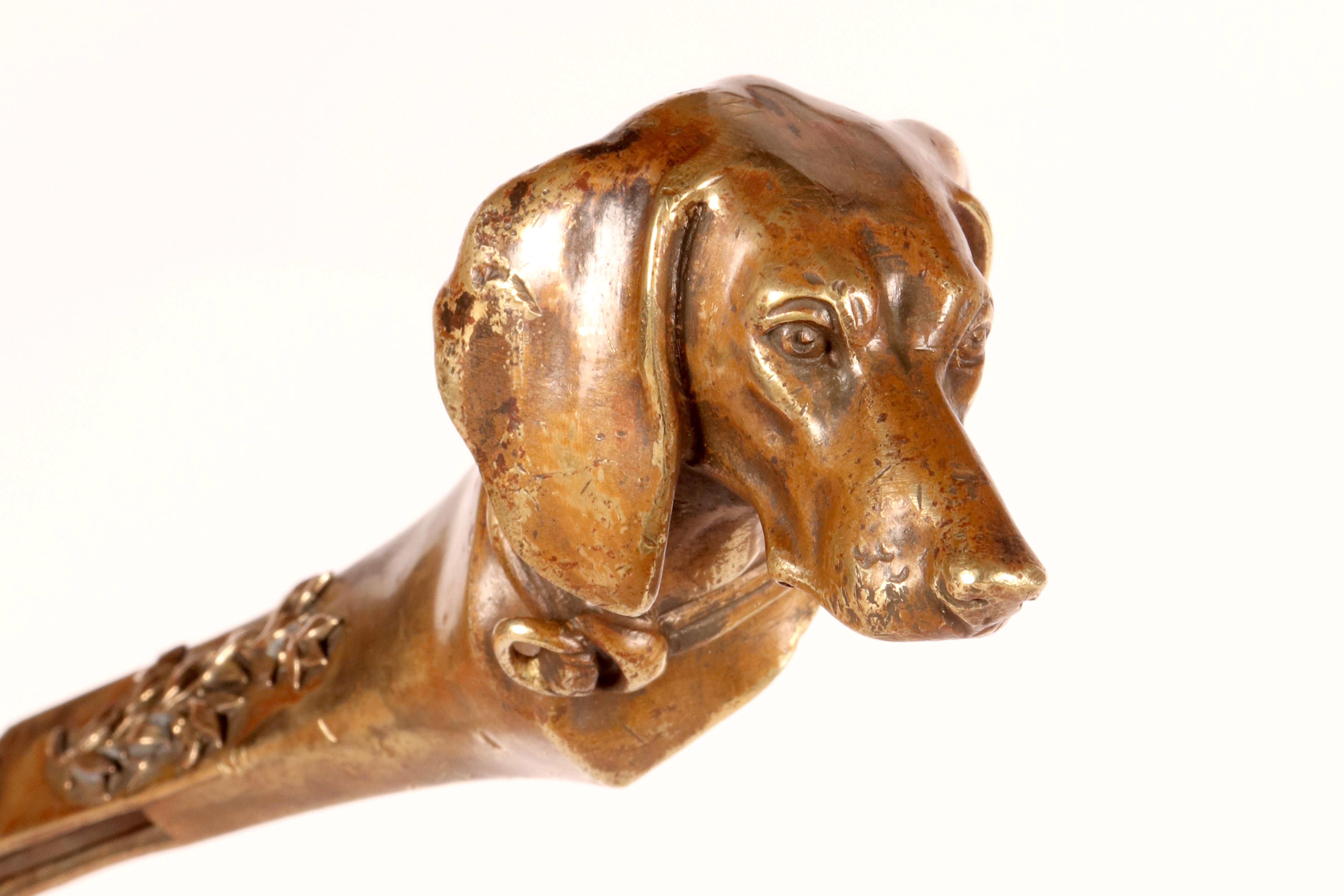 A bronze paper knife letter opener depicting a dachshund head, Austria 1890. For Sale 2