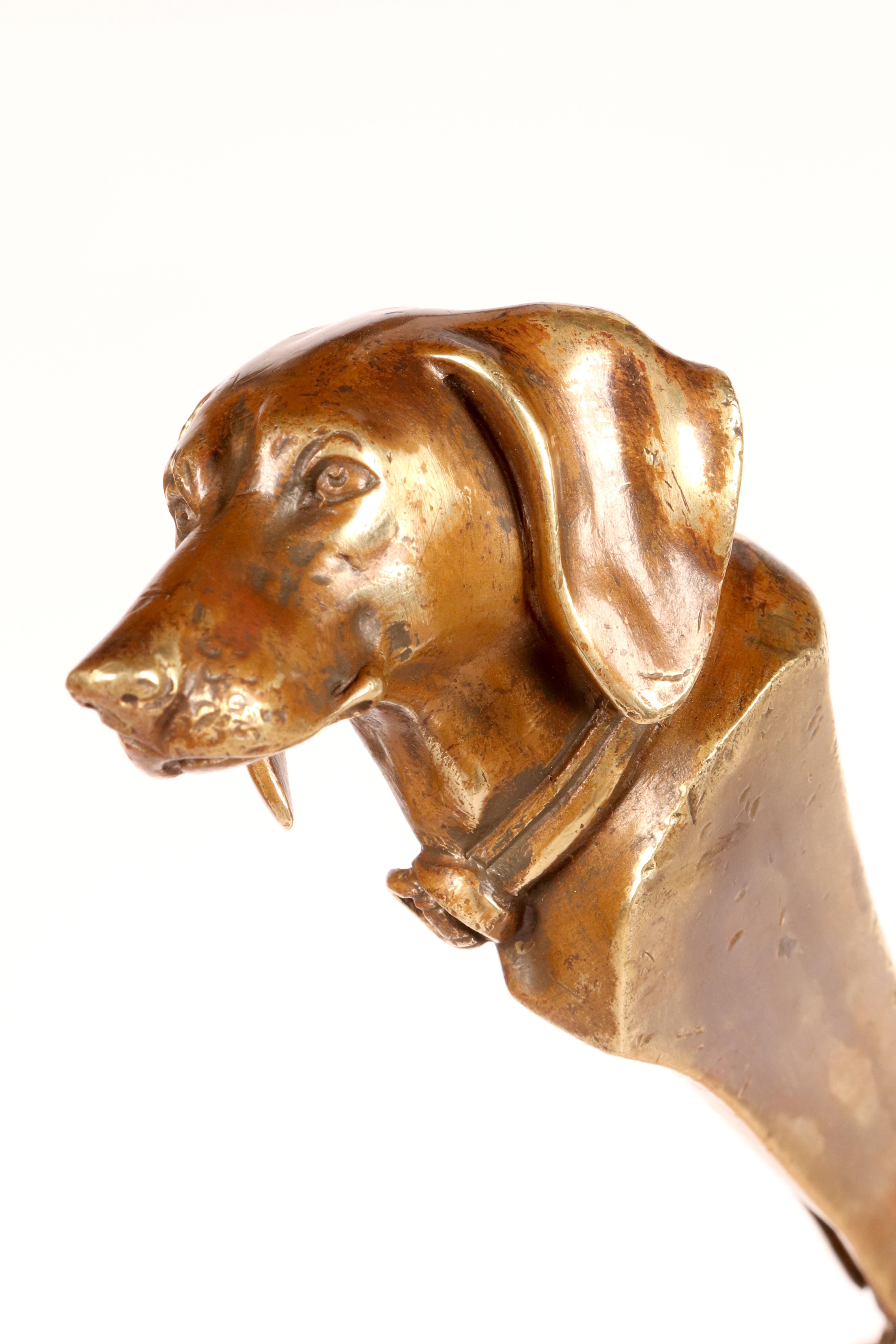 A bronze paper knife letter opener depicting a dachshund head, Austria 1890. For Sale 3