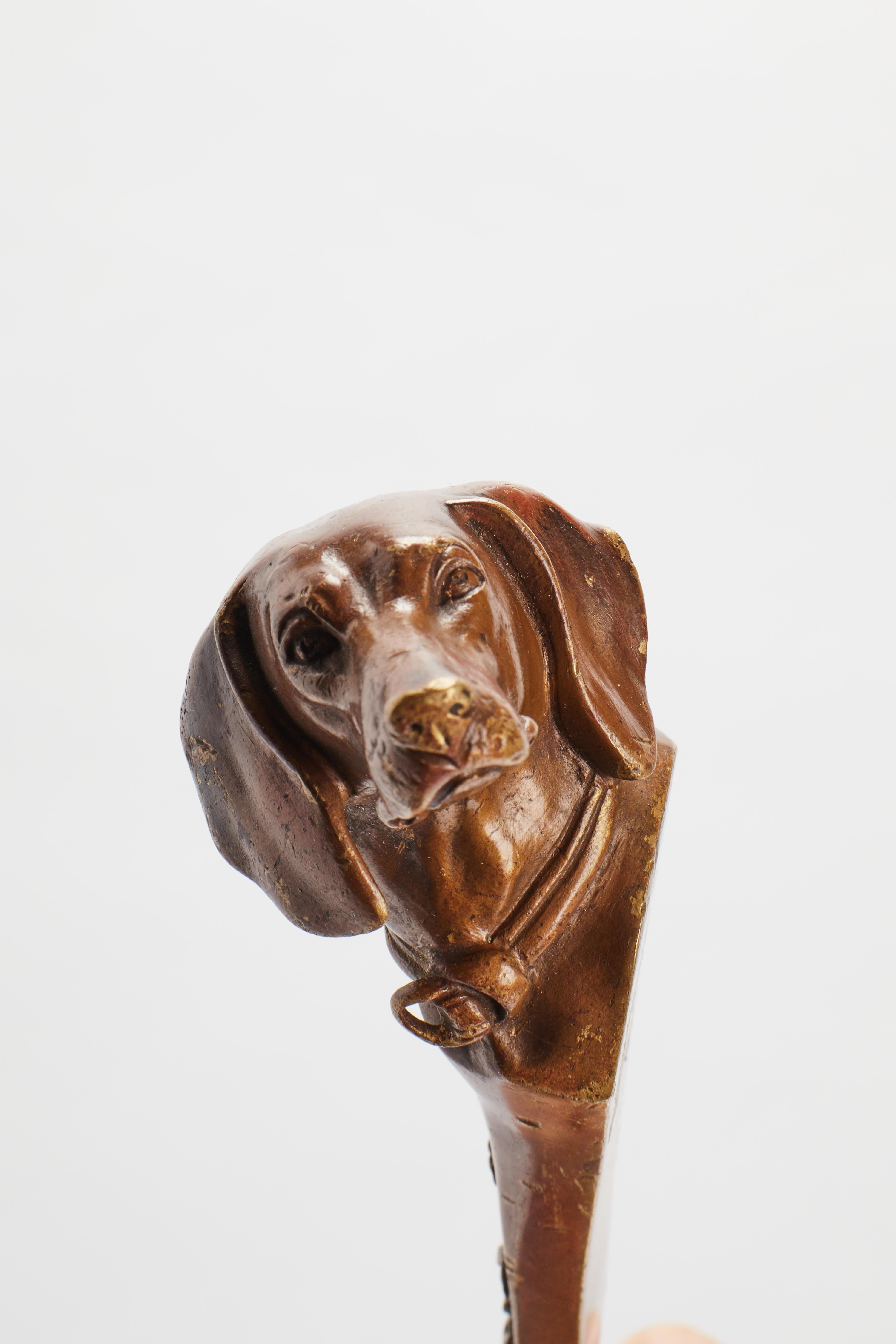 Bronze Paper Knife Opener Dipicting a Dachshund Head, Austria, 1890 In Good Condition For Sale In Milan, IT