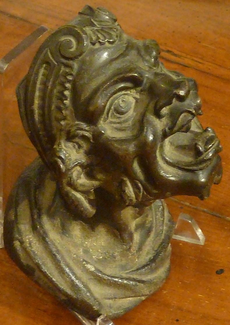 Renaissance Bronze Patina Dark Knob Depicting Satyr