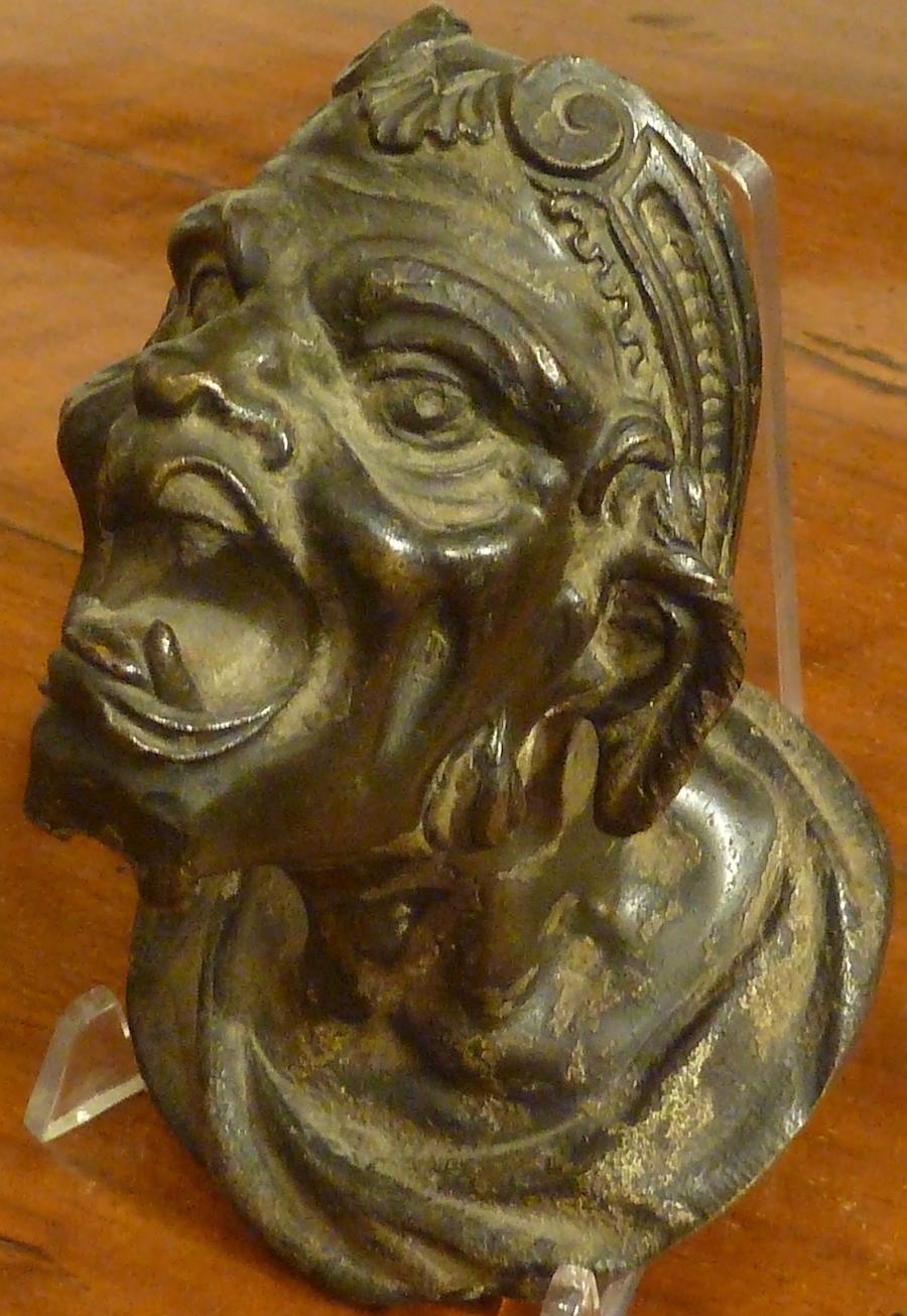 Italian Bronze Patina Dark Knob Depicting Satyr
