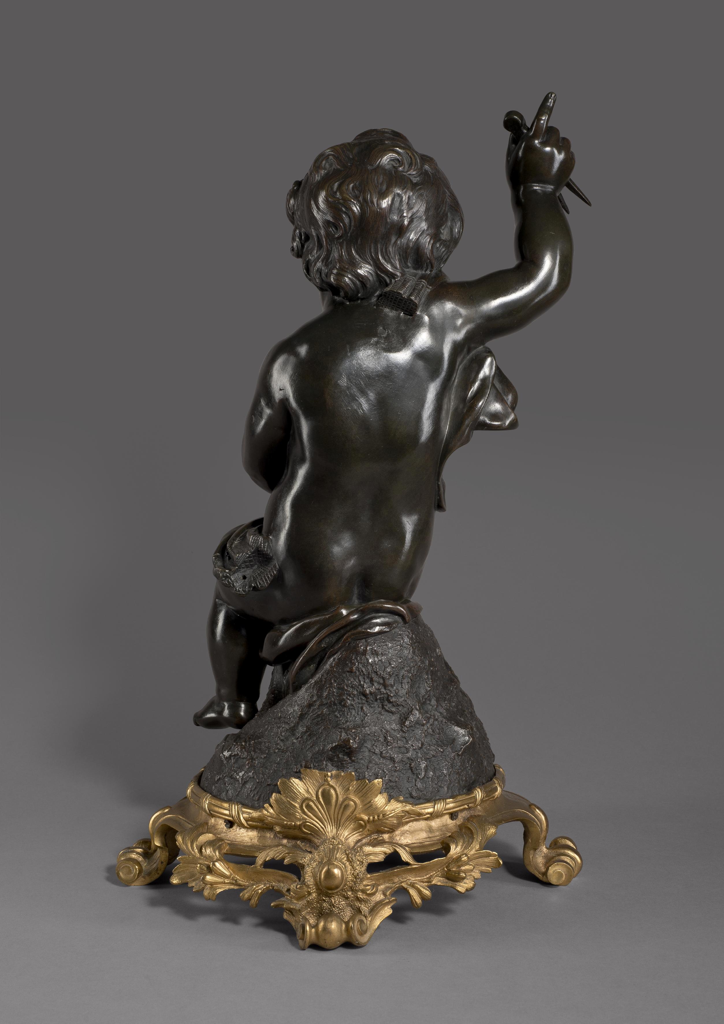 Putto-Figur aus Bronze, Sinnbild der Architektur, nach Clodion, um 1890 (Französisch) im Angebot