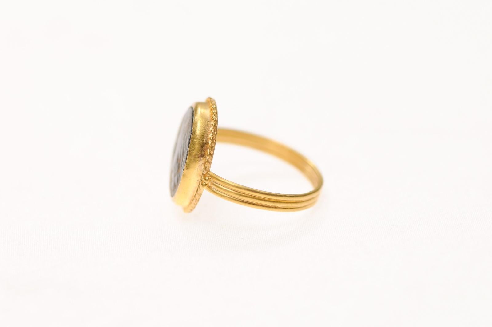 A Bronze Roman Coin as ring w 21K For Sale 5