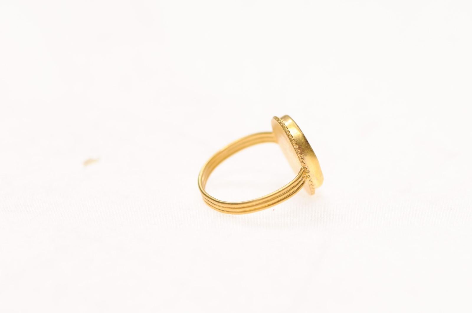 Classical Roman A Bronze Roman Coin as ring w 21K For Sale