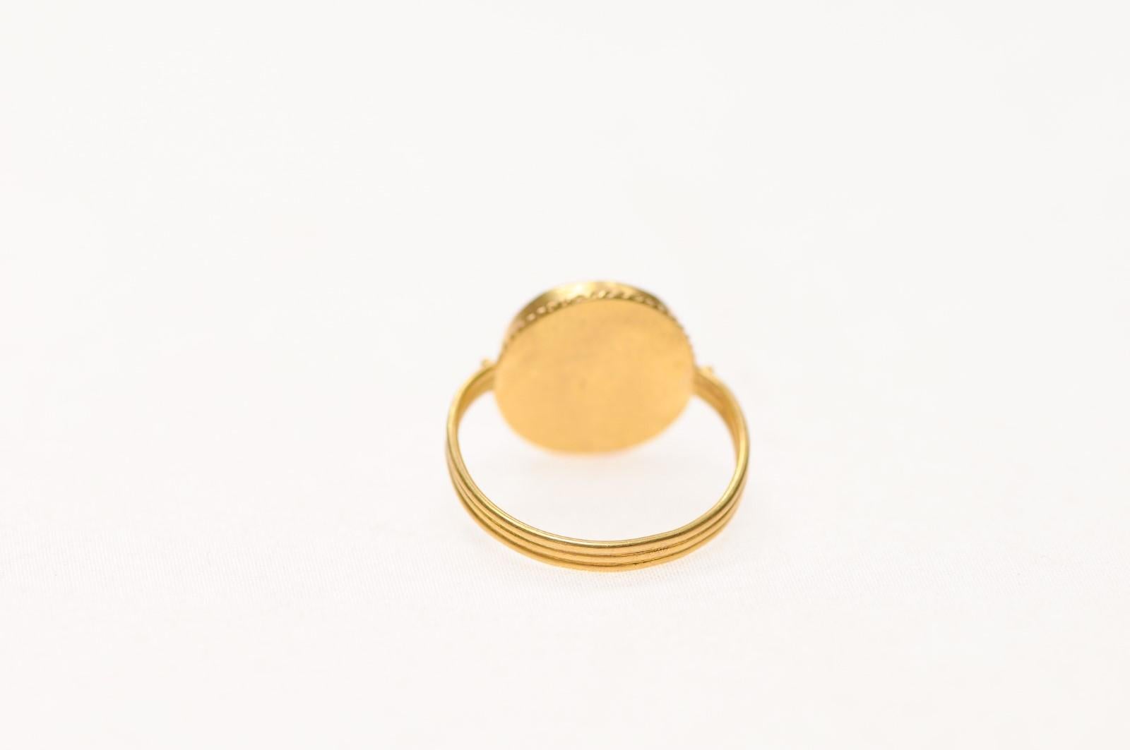 A Bronze Roman Coin as ring w 21K In Excellent Condition For Sale In Atlanta, GA