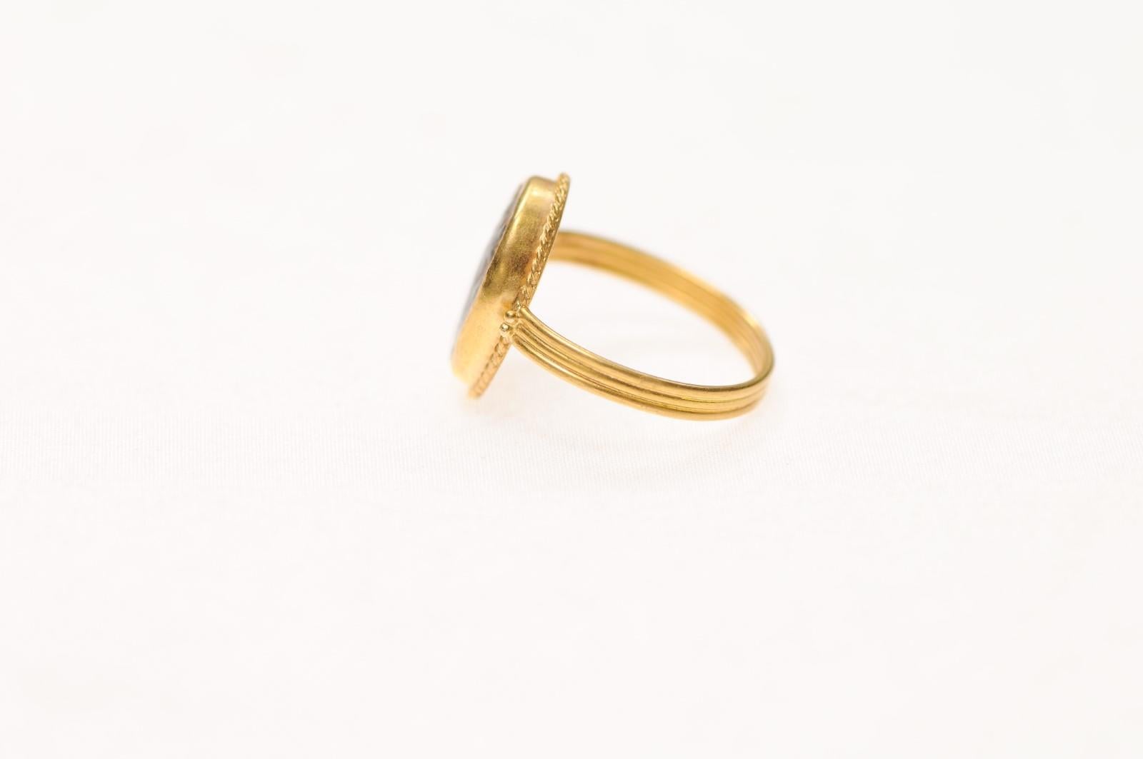 Women's or Men's A Bronze Roman Coin as ring w 21K For Sale