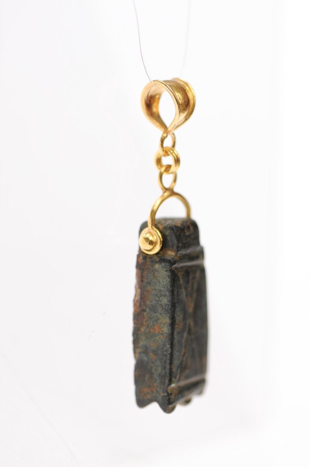 Classical Roman A Bronze Roman Pendant w/ 21K trim For Sale