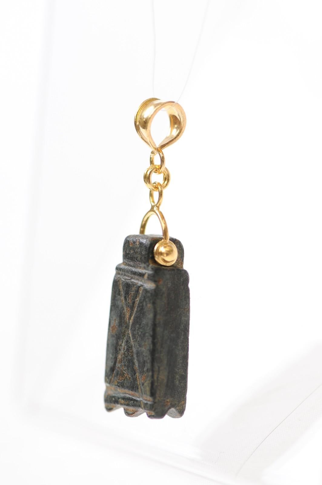 A Bronze Roman Pendant w/ 21K trim In Excellent Condition For Sale In Atlanta, GA