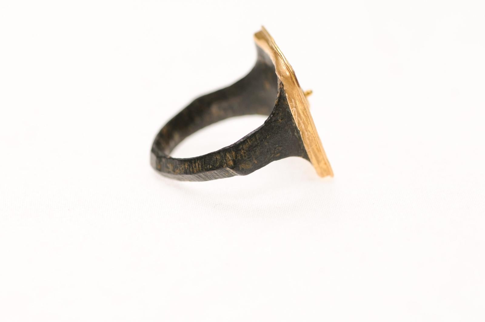 A bronze Roman ring w 21K gold For Sale 5