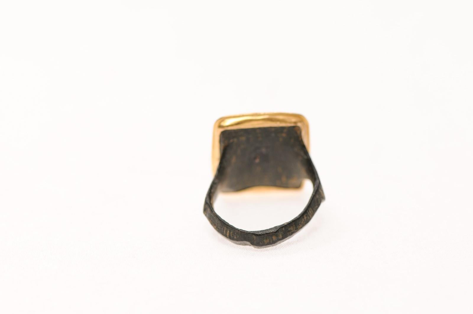 A bronze Roman ring w 21K gold For Sale 6