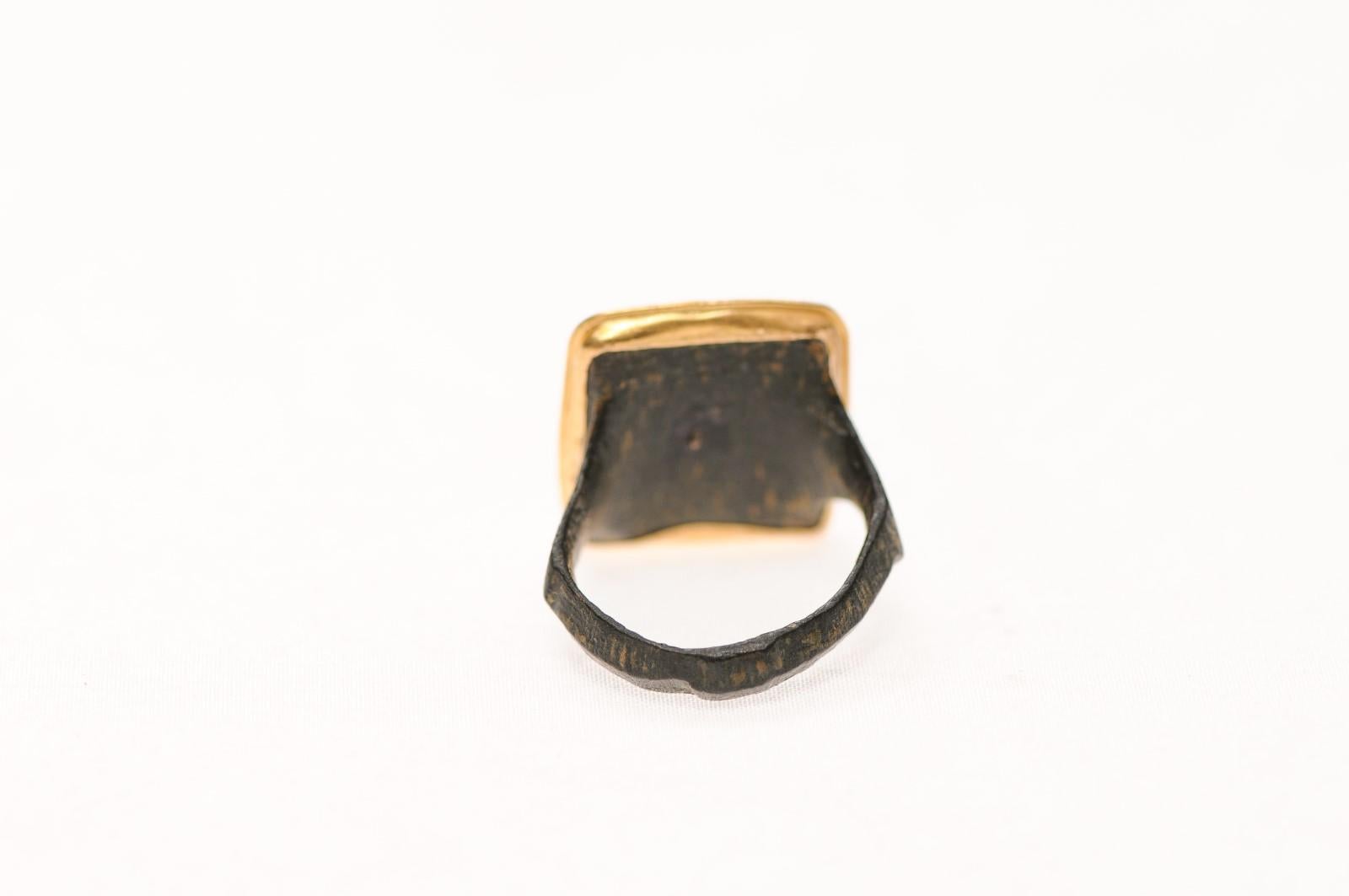 A bronze Roman ring w 21K gold For Sale 2