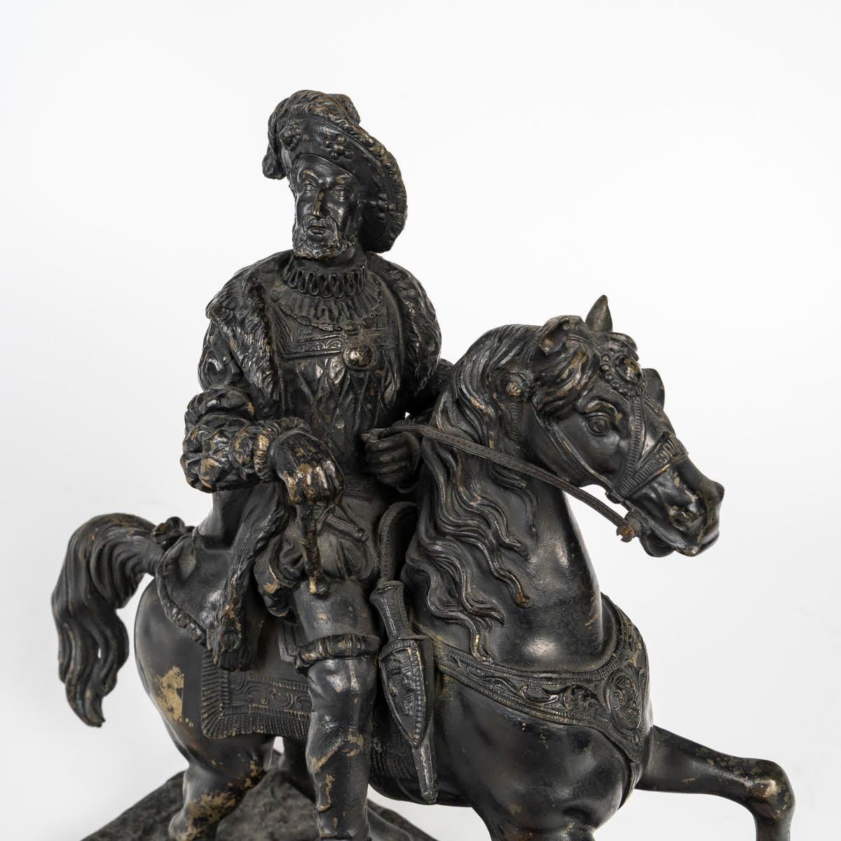 Francese Scultura in bronzo di Francesco I, re di Francia, XIX secolo. in vendita