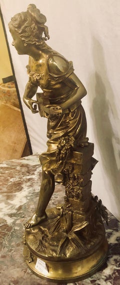Bronze Statue of a Young Lady "La Cigale" Bouret