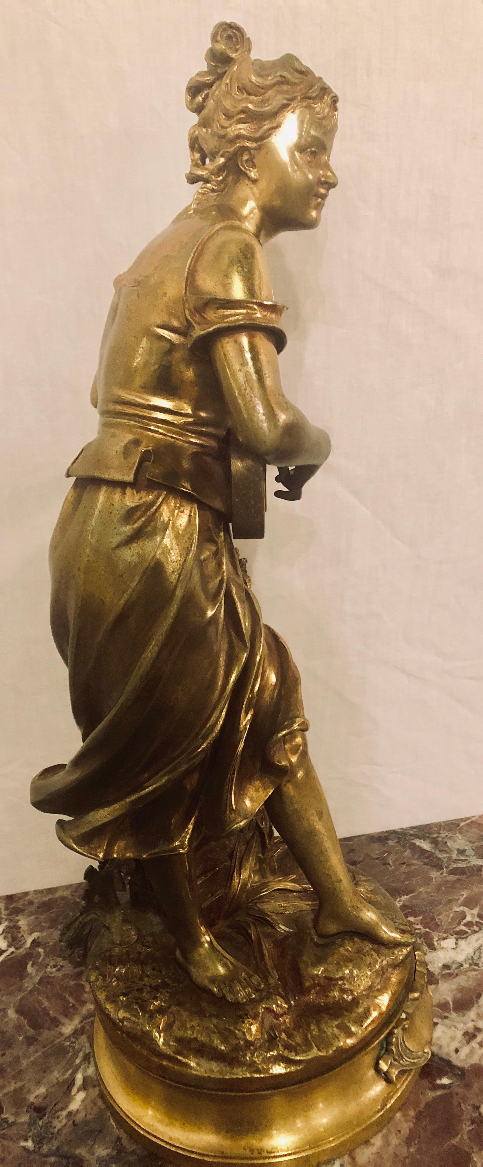 Late 19th Century Bronze Statue of a Young Lady 