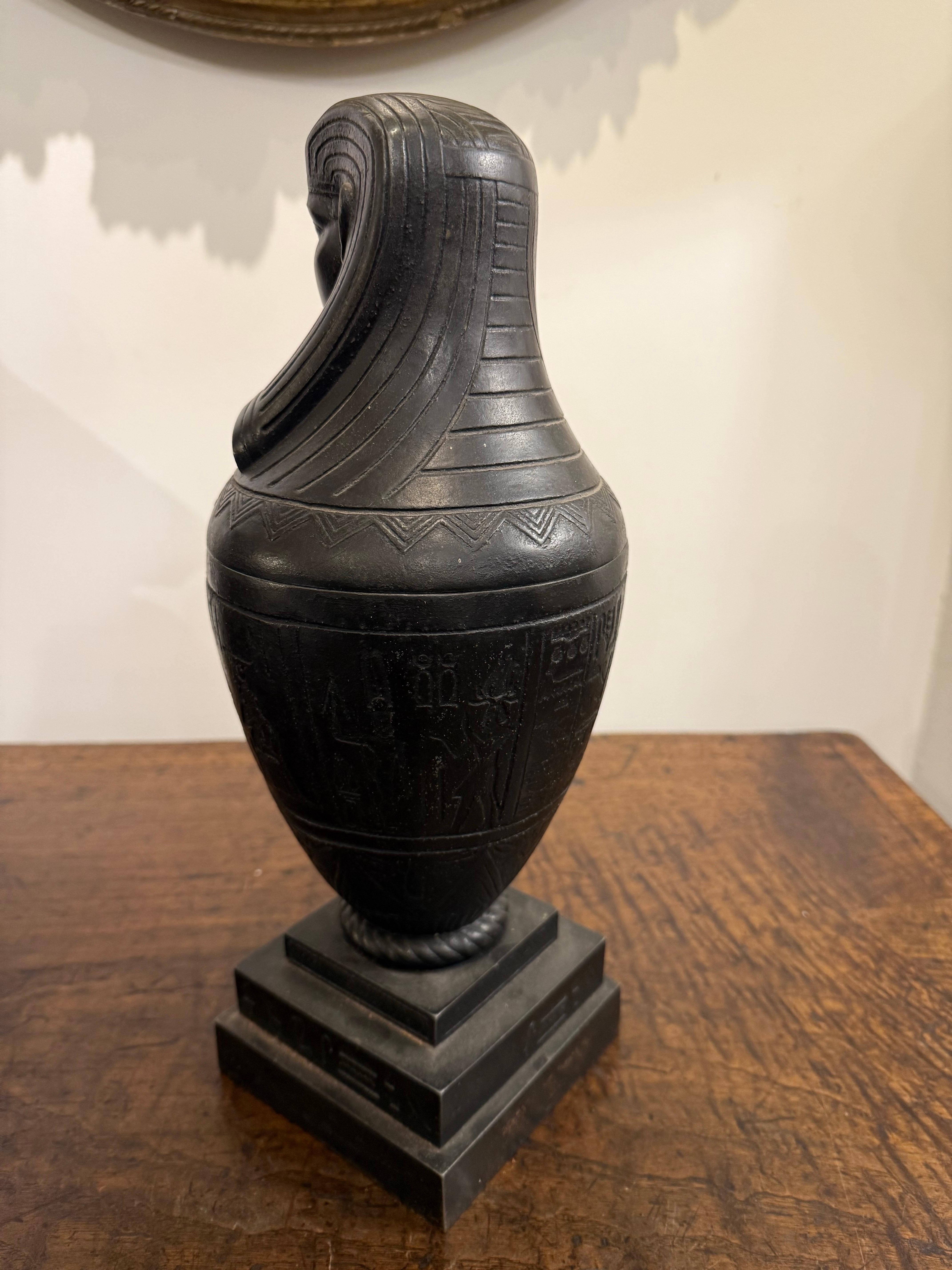 A Bronzed Metal Canopic Jar with Base, Early 20th Century For Sale 1