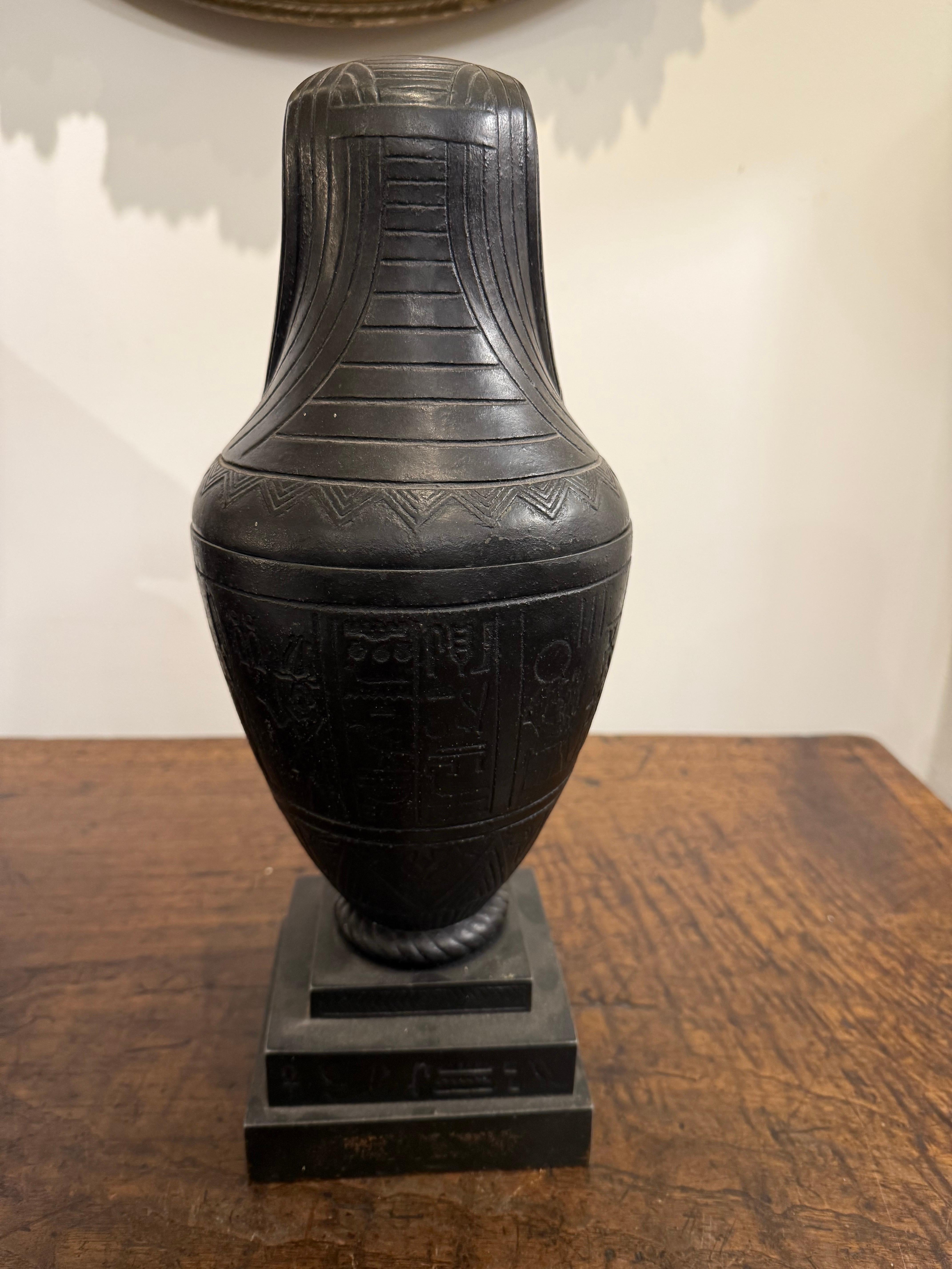 A Bronzed Metal Canopic Jar with Base, Early 20th Century For Sale 2