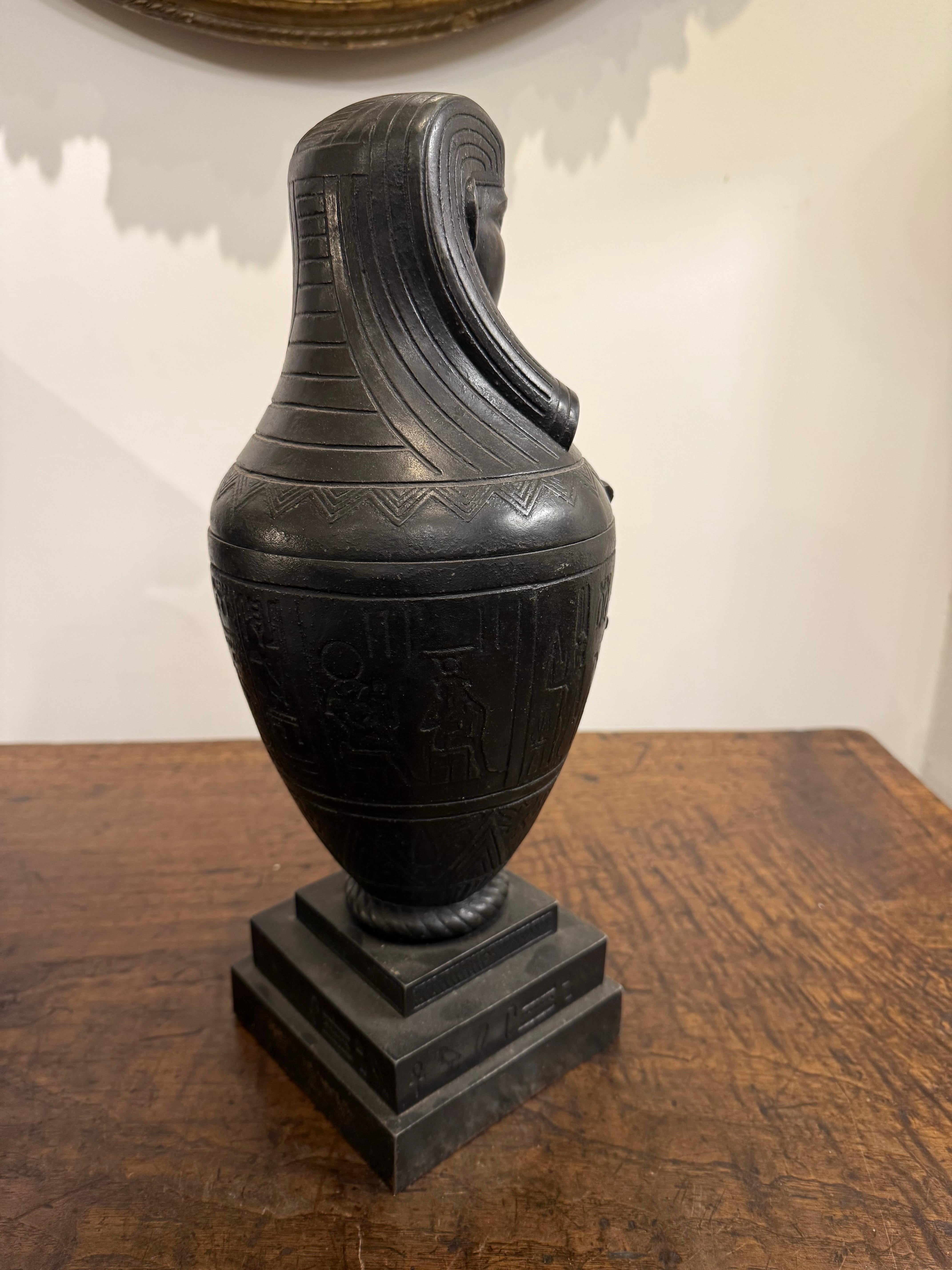A Bronzed Metal Canopic Jar with Base, Early 20th Century For Sale 3