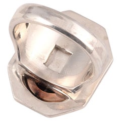 Brown Glass Intaglio Minerva Mens Ring Late 19th Century