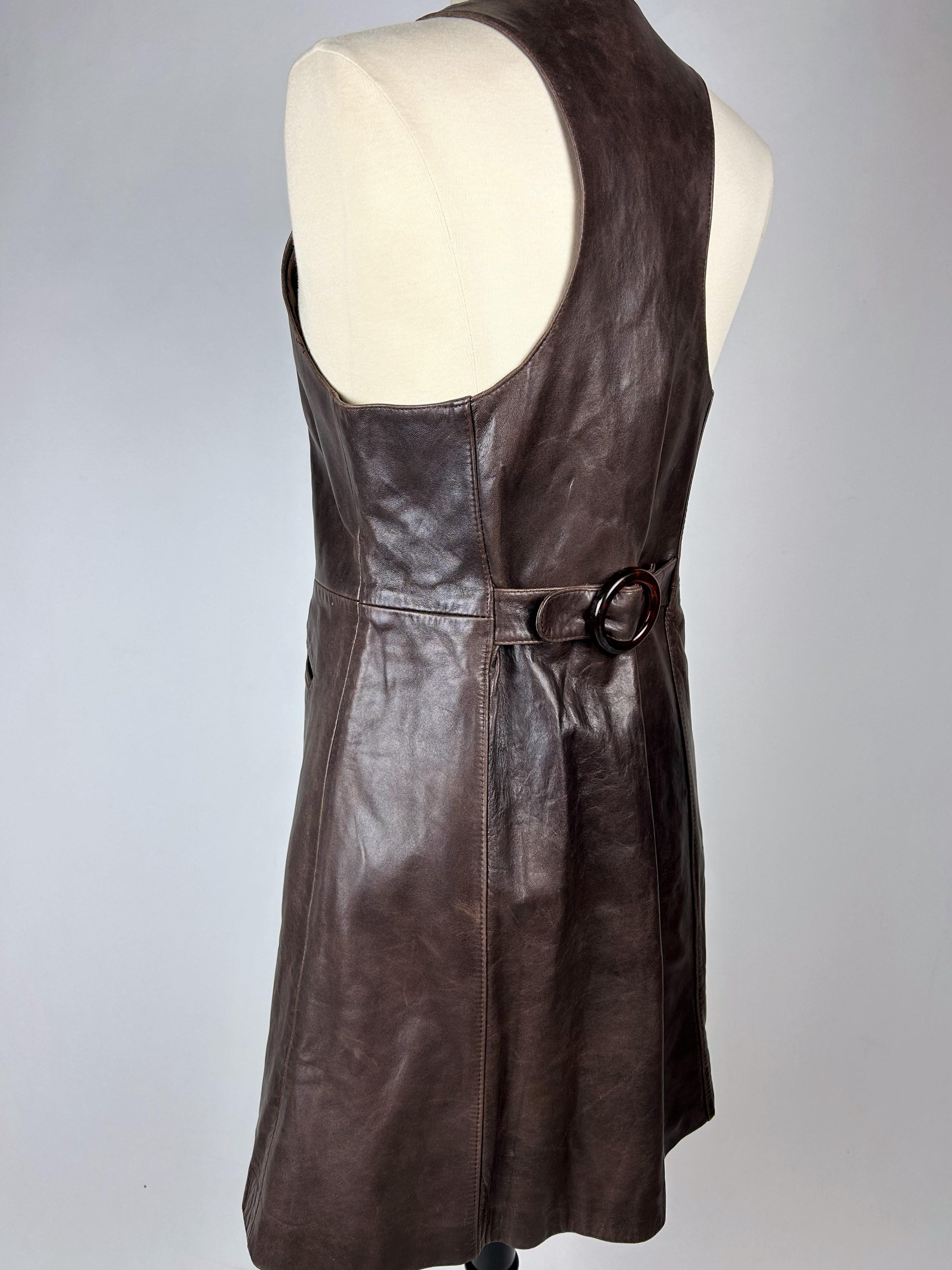 A Brown lambskin Mini-Dress Circa 1975 For Sale 5