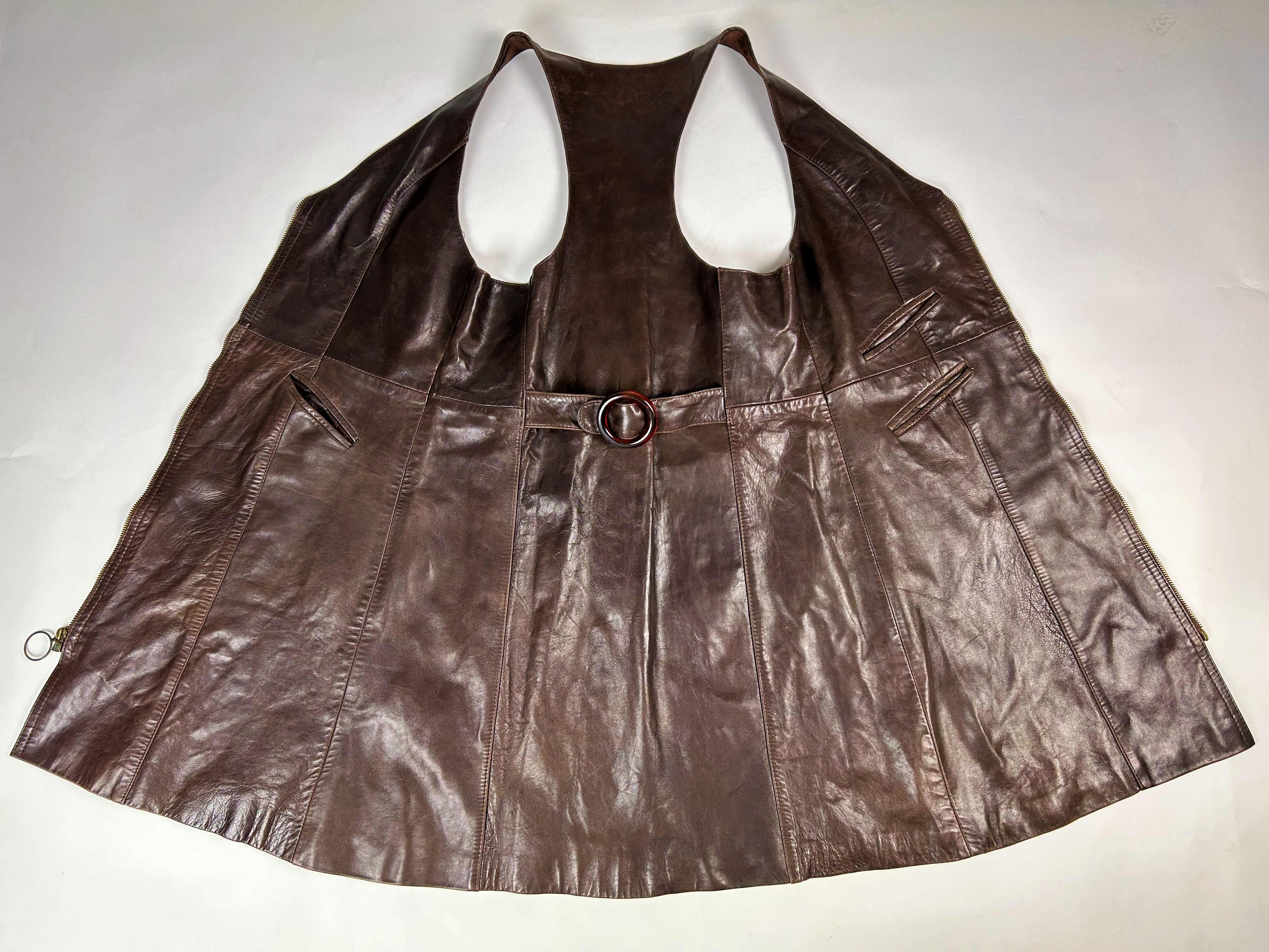 Women's A Brown lambskin Mini-Dress Circa 1975 For Sale