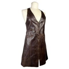 Retro A Brown lambskin Mini-Dress Circa 1975