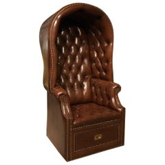 Brown Leather 1920s Period Hall Porters Chair