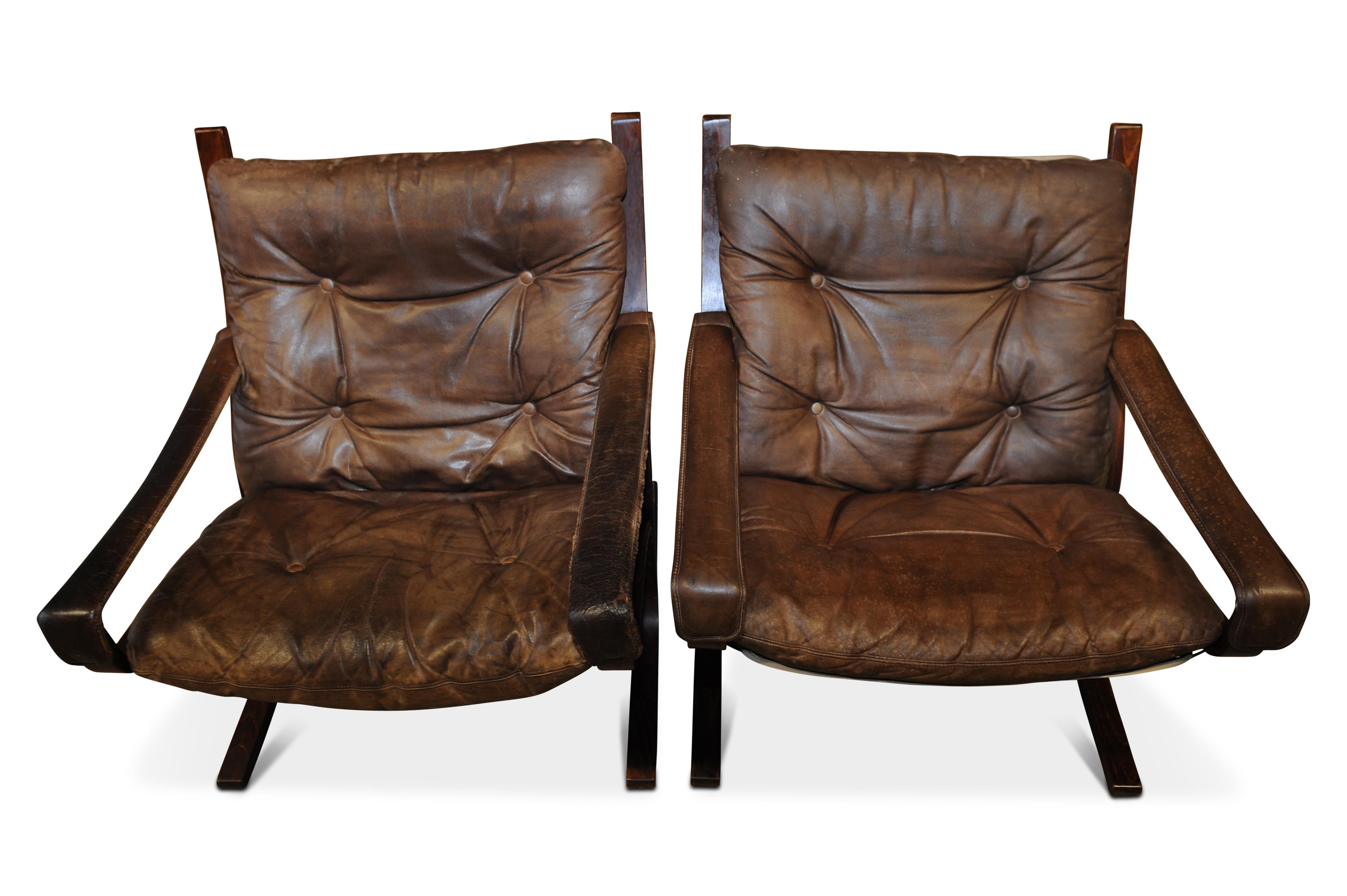 Norwegian Brown Leather Westnofa Siesta Lounge Chair Scandinavian Modern Ingmar Relling For Sale