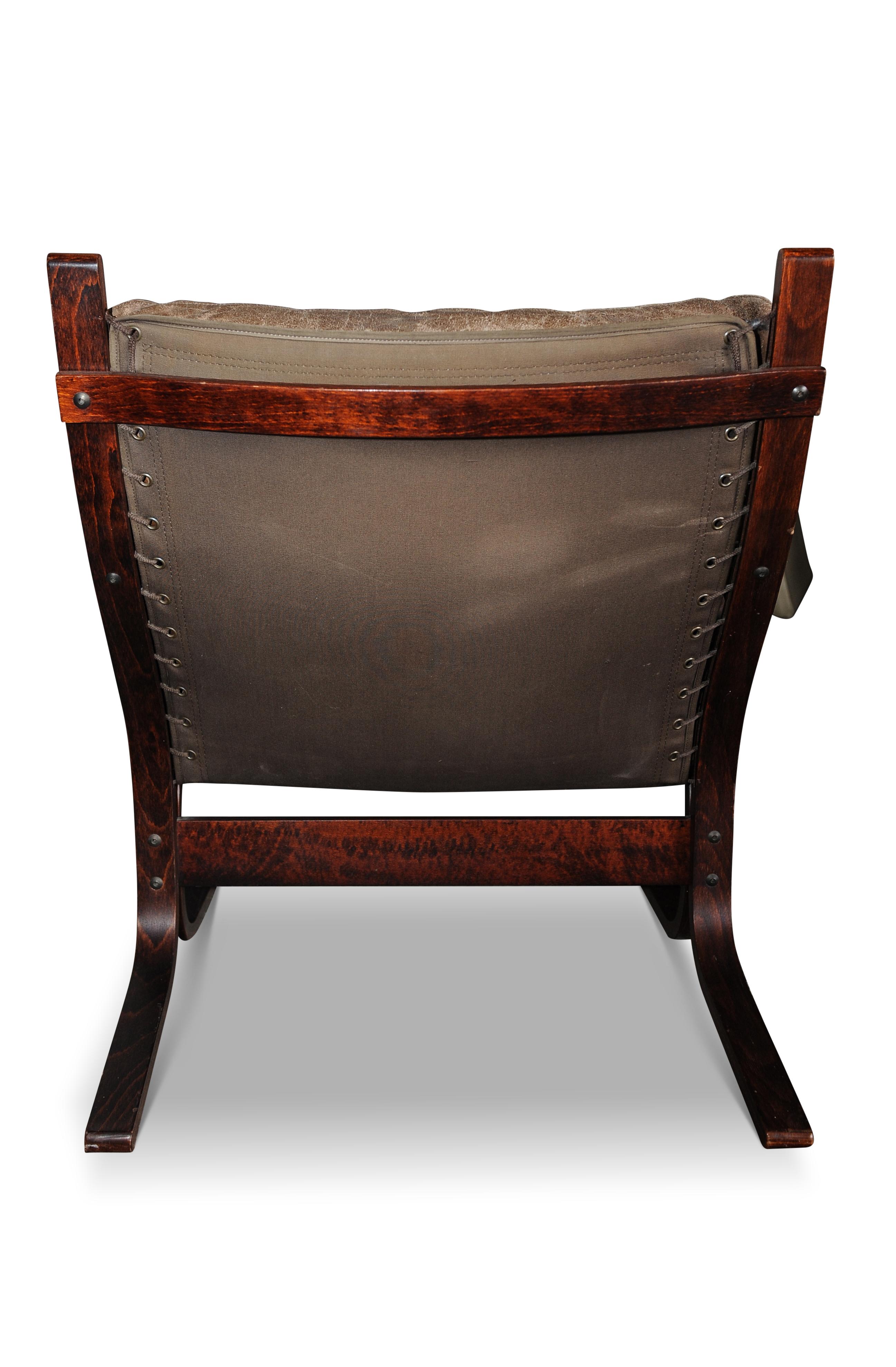 Mid-20th Century Brown Leather Westnofa Siesta Lounge Chair Scandinavian Modern Ingmar Relling For Sale